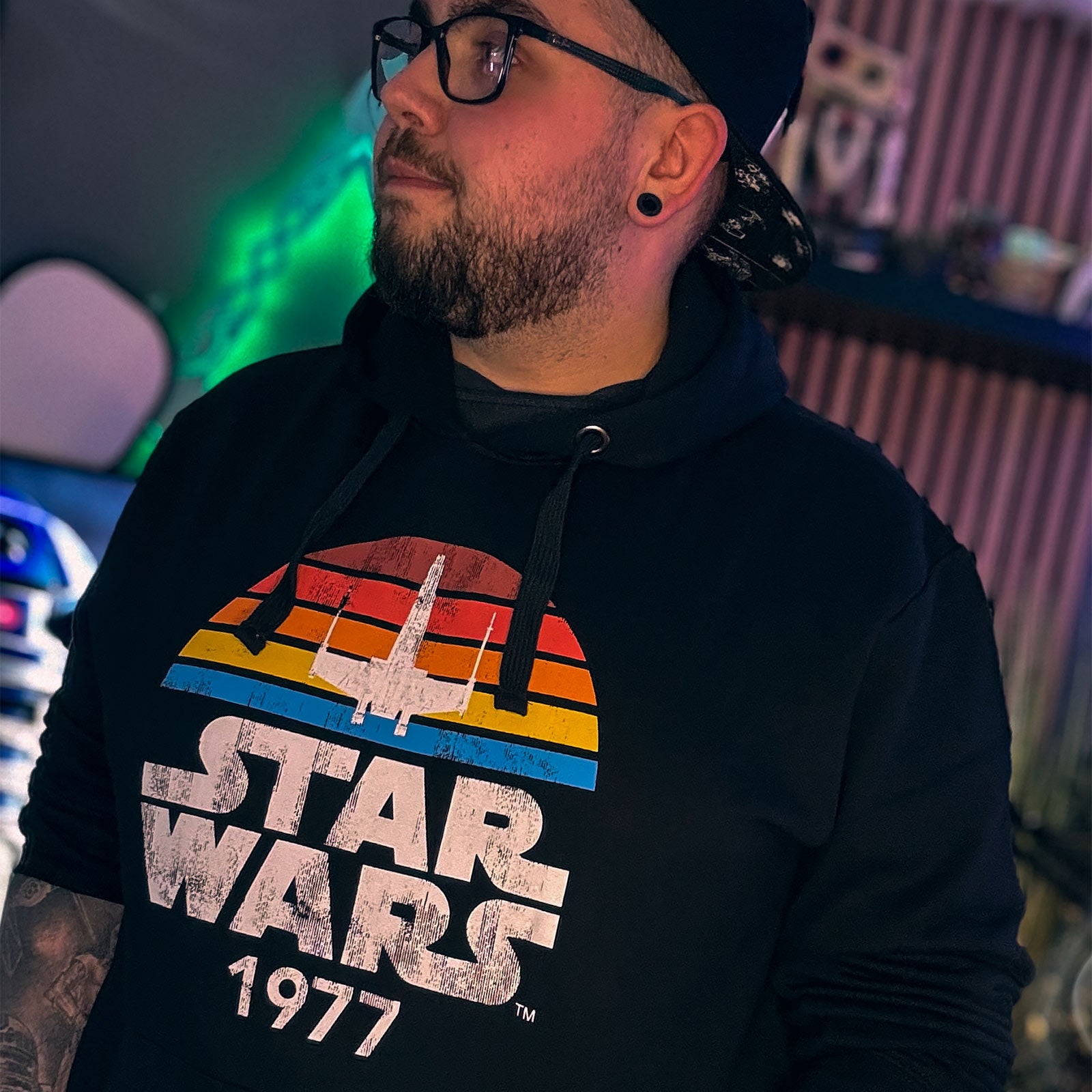 Zdjęcie produktu Star Wars z 1977 Retro Bluza z Kapturem Czarna