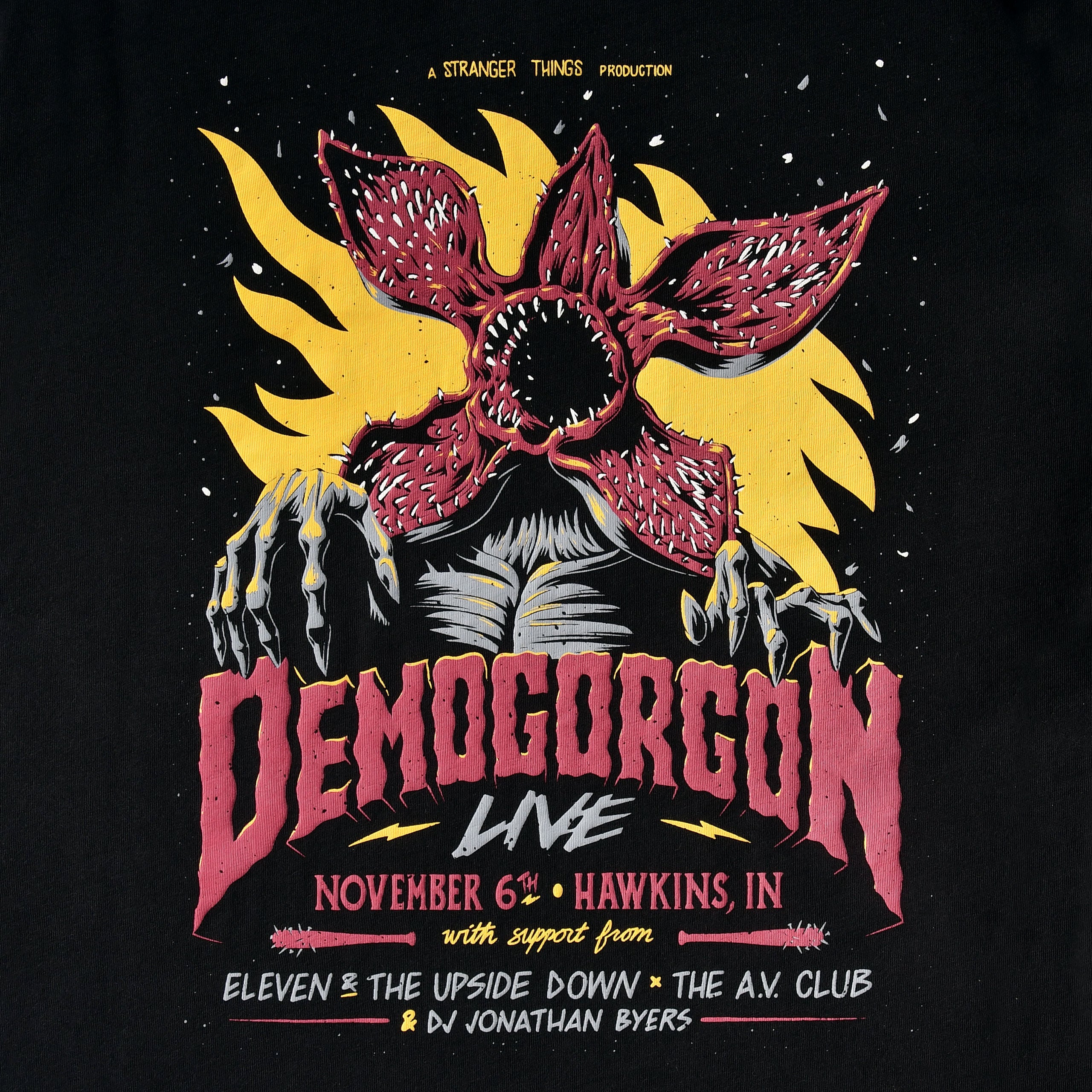 Zdjęcie produktu Stranger Things - Koszulka z motywem Demogorgon Live Poster czarna