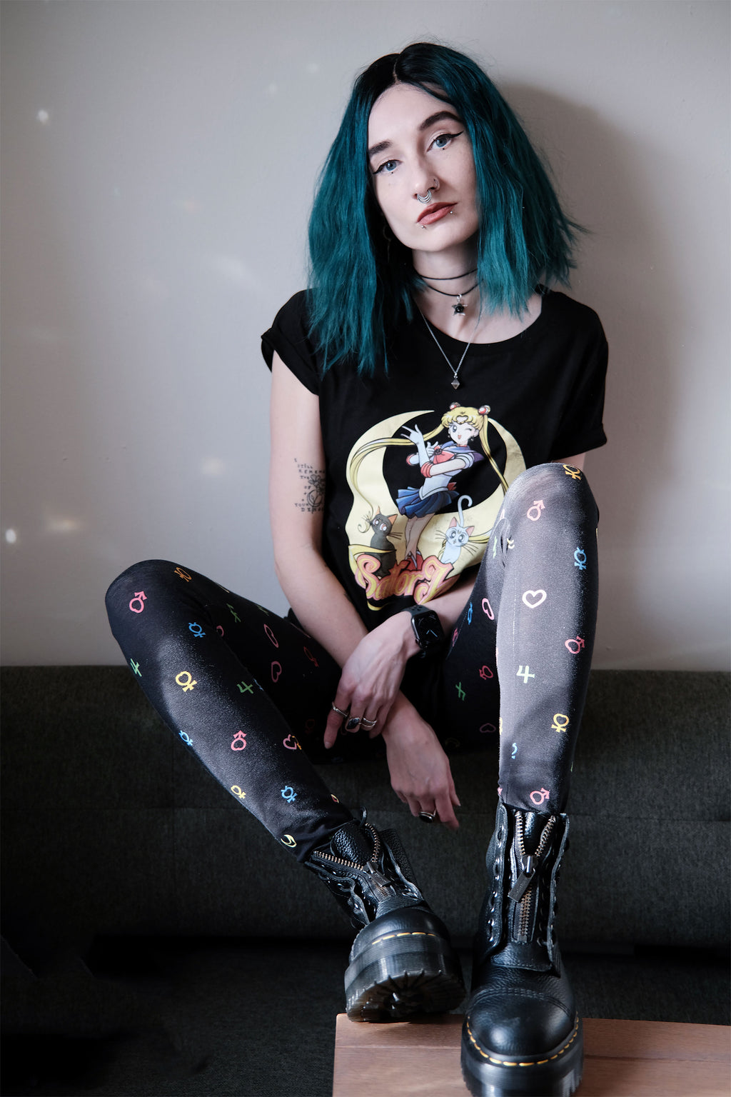 Zdjęcie produktu Czarne legginsy z symbolami Sailor Moon