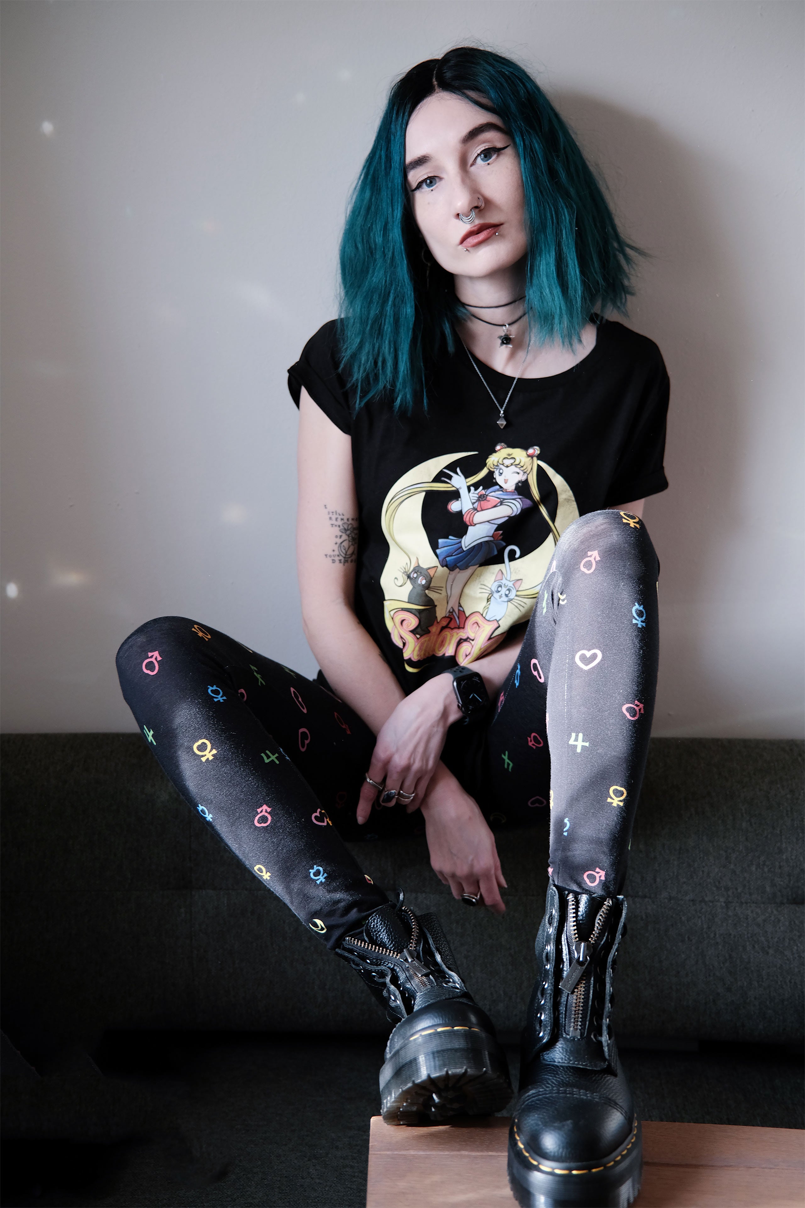 Zdjęcie produktu Czarne legginsy z symbolami Sailor Moon
