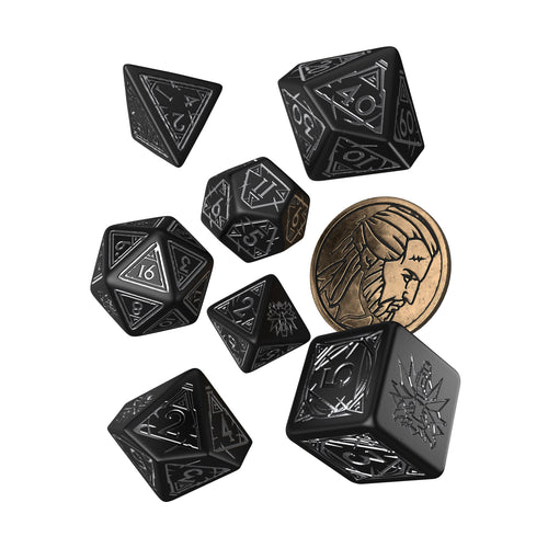 Zdjęcie produktu Wiedźmin - Geralt RPG zestaw kości 7-częściowy z kolekcjonerską monetą wilka