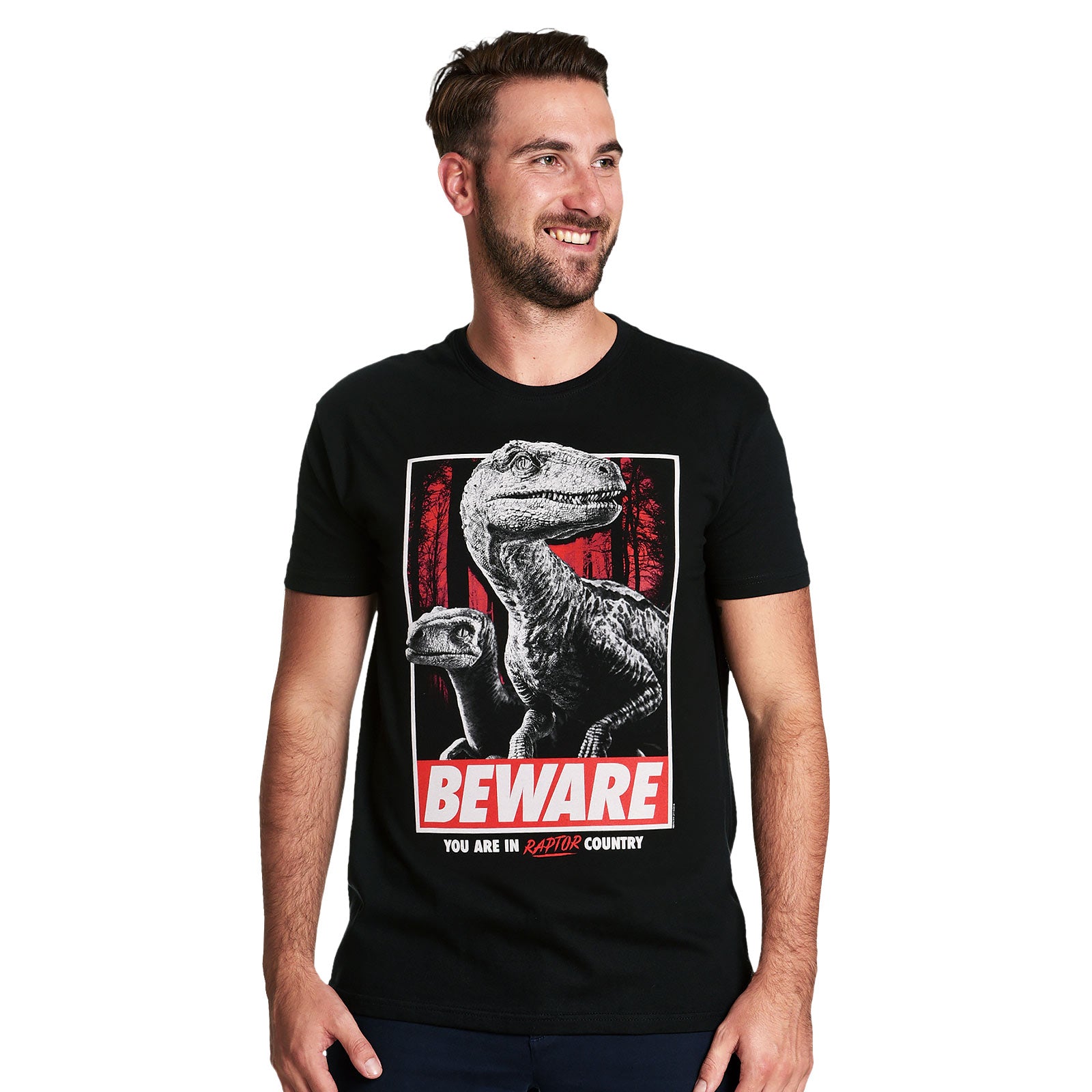 Zdjęcie produktu Jurassic Park - Beware Raptor Country T-Shirt czarne