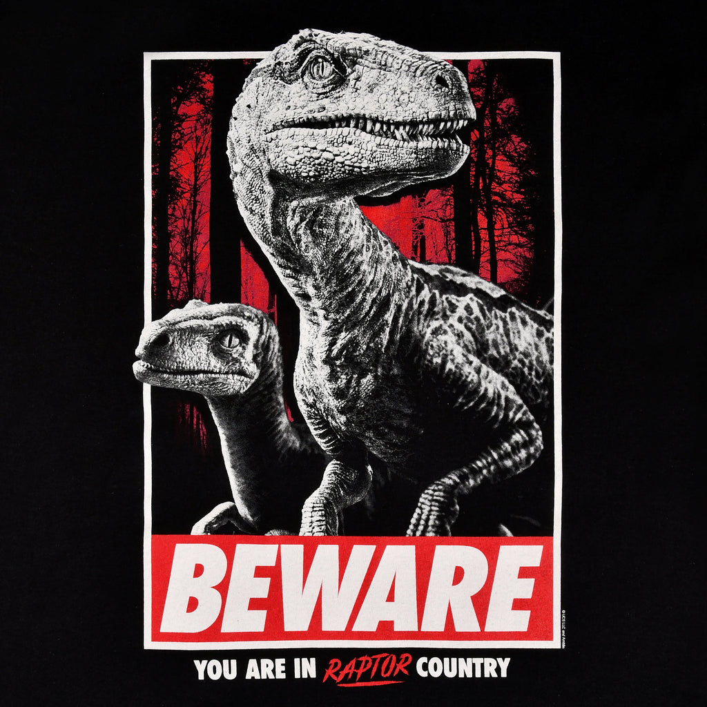 Zdjęcie produktu Jurassic Park - Beware Raptor Country T-Shirt czarne
