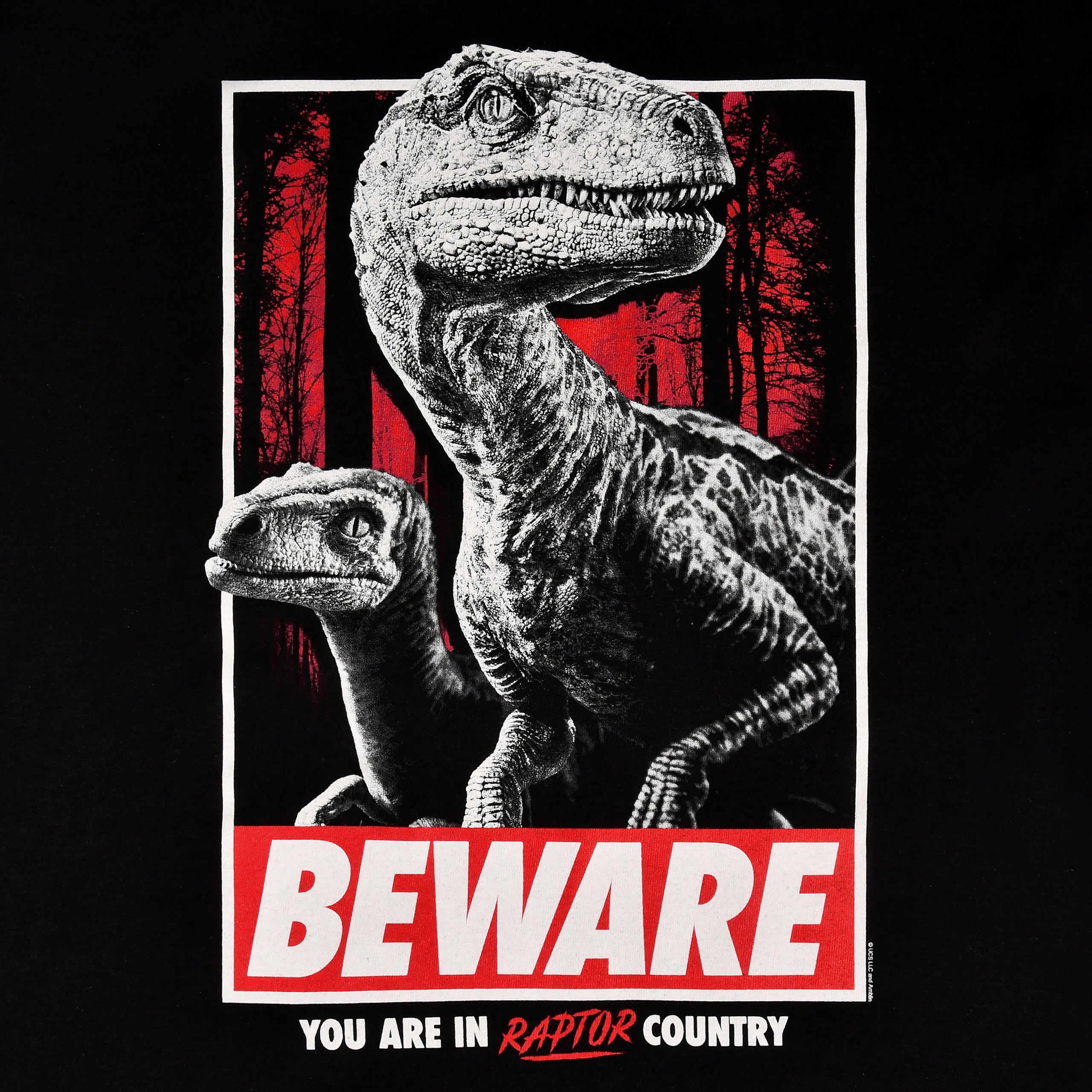 Zdjęcie produktu Jurassic Park - Beware Raptor Country T-Shirt czarne