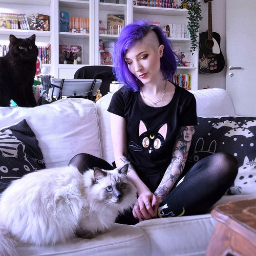 Zdjęcie produktu Sailor Moon - Luna T-Shirt damskie czarne
