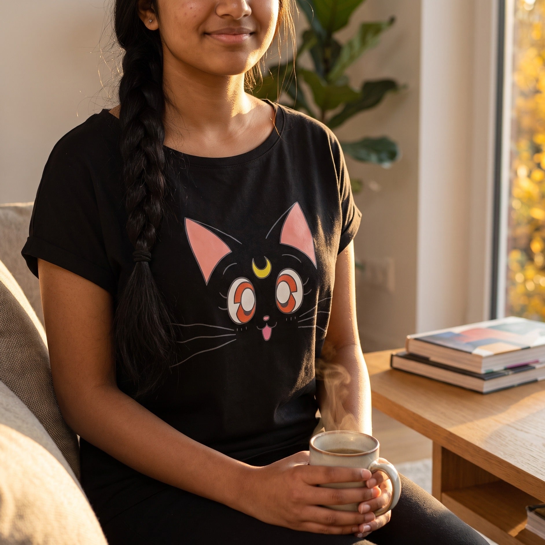 Zdjęcie produktu Sailor Moon - Luna T-Shirt damskie czarne