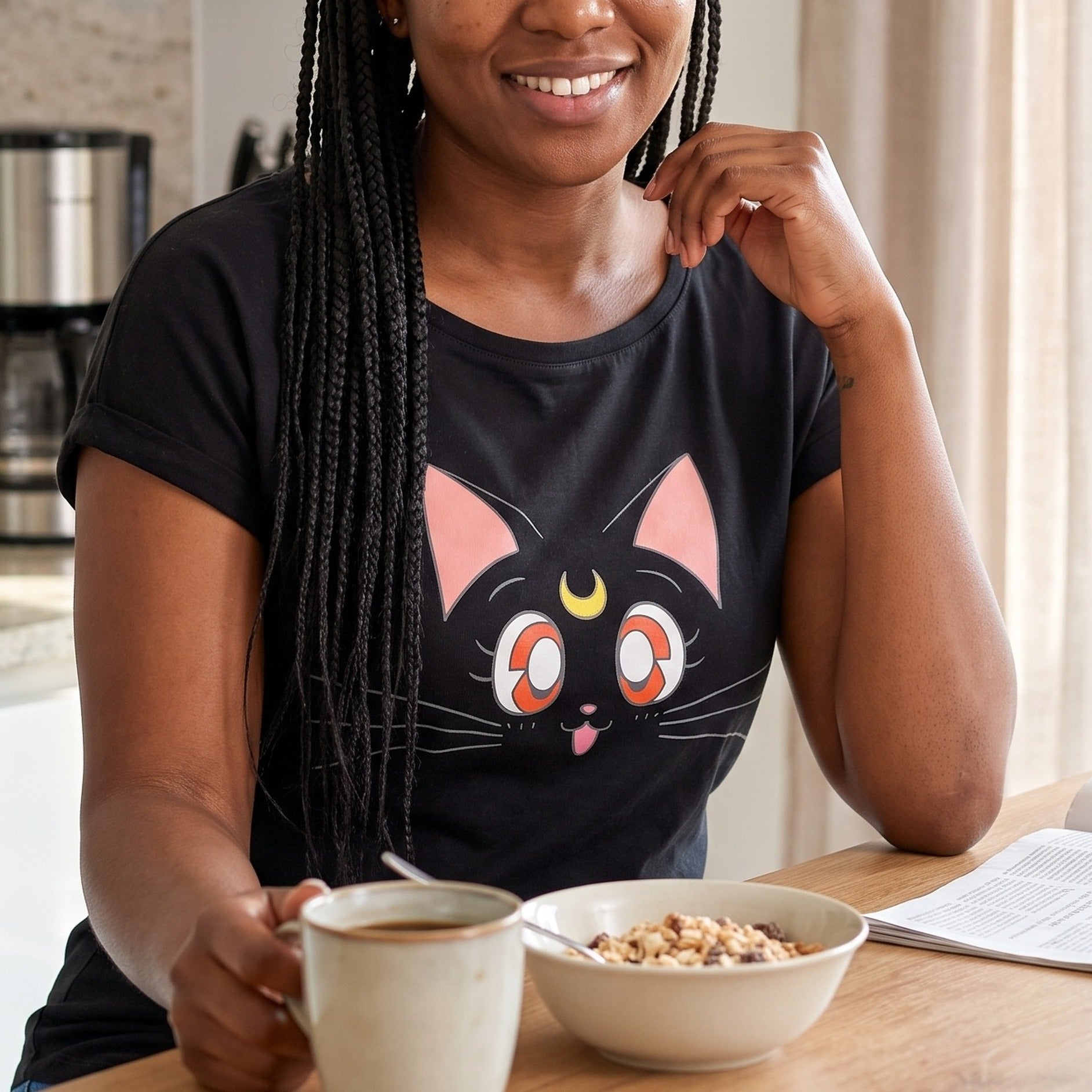 Zdjęcie produktu Sailor Moon - Luna T-Shirt damskie czarne