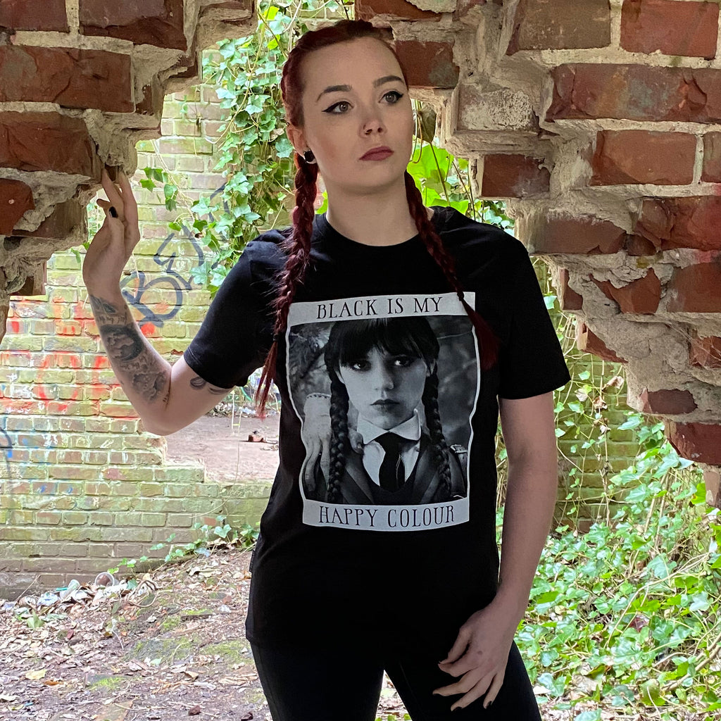 Zdjęcie produktu Wednesday - Black Is My Happy Colour T-Shirt czarne