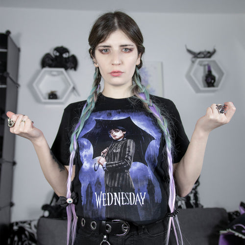 Zdjęcie produktu Wednesday - Teaser Poster T-Shirt czarne