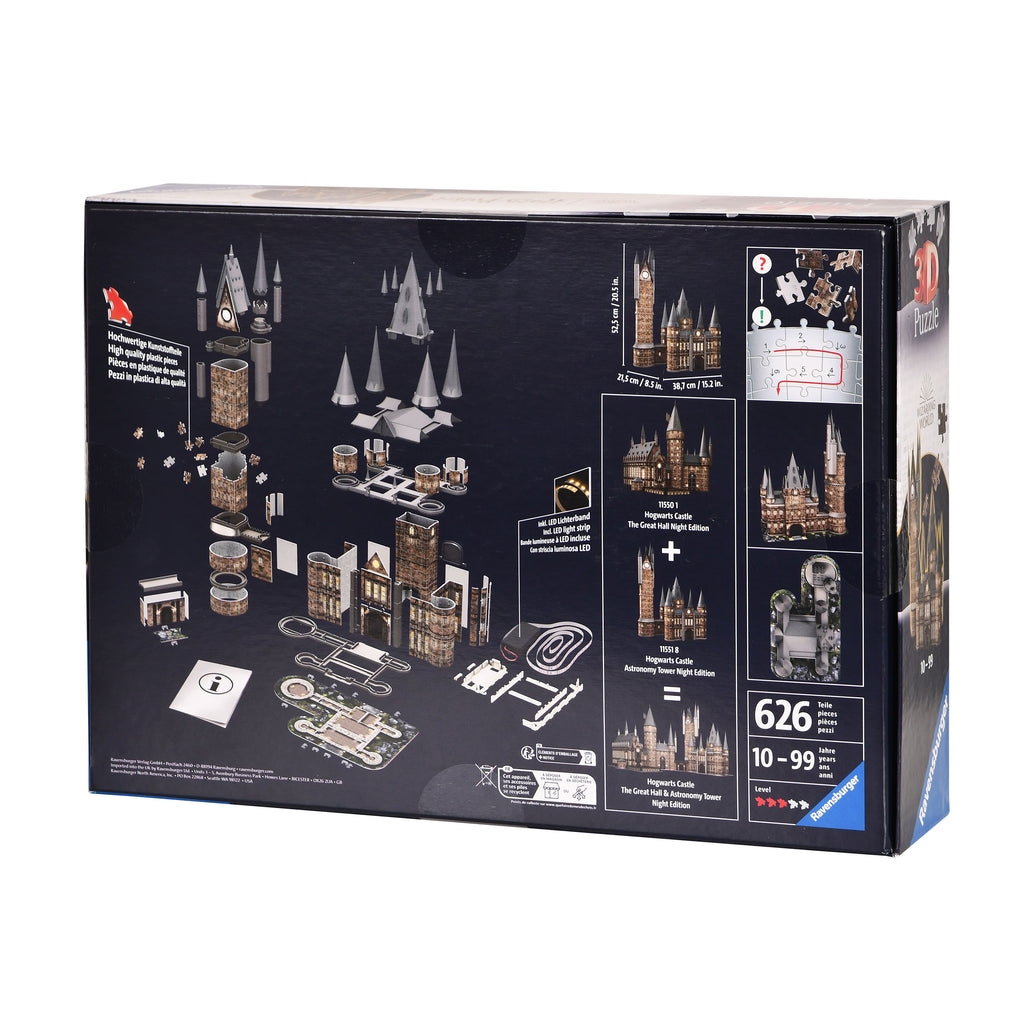 Zdjęcie produktu Wieża Astronomiczna Zamku Hogwart 3D Puzzle z Oświetleniem - Harry Potter