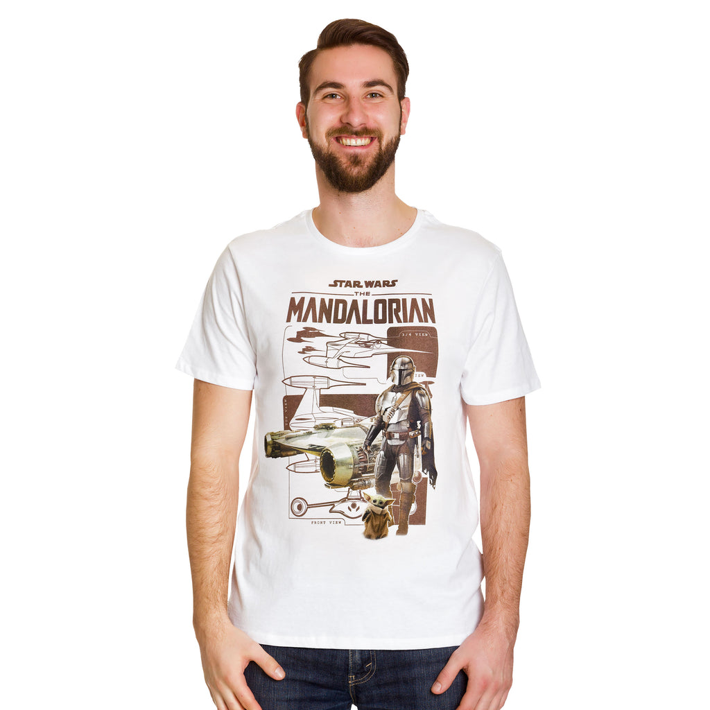 Zdjęcie produktu Biała koszulka Grogu i Mandalorianin - Star Wars The Mandalorian