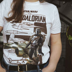 Zdjęcie produktu Biała koszulka Grogu i Mandalorianin - Star Wars The Mandalorian
