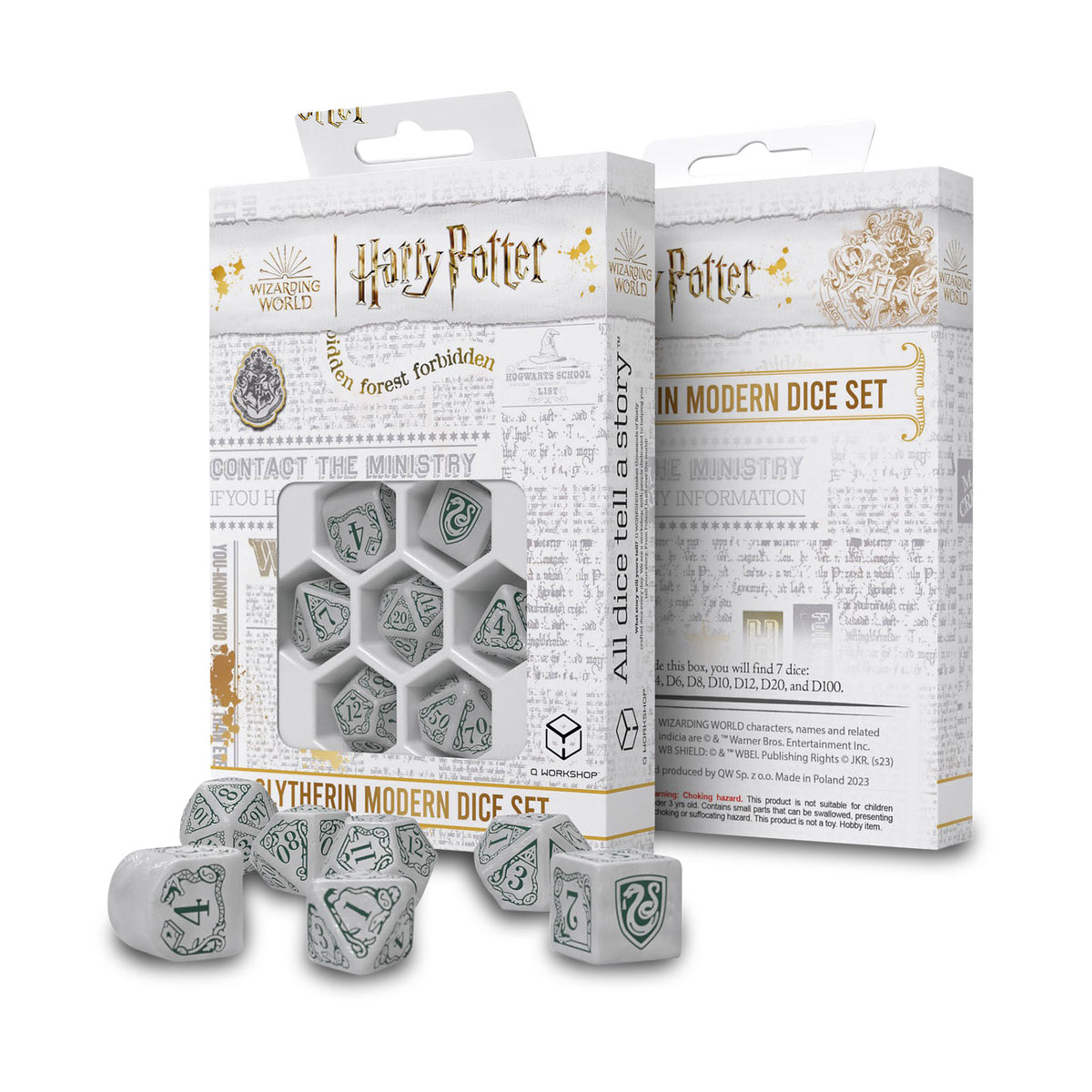 Zdjęcie produktu Harry Potter - Slytherin RPG Zestaw Kości 7-częściowy biały