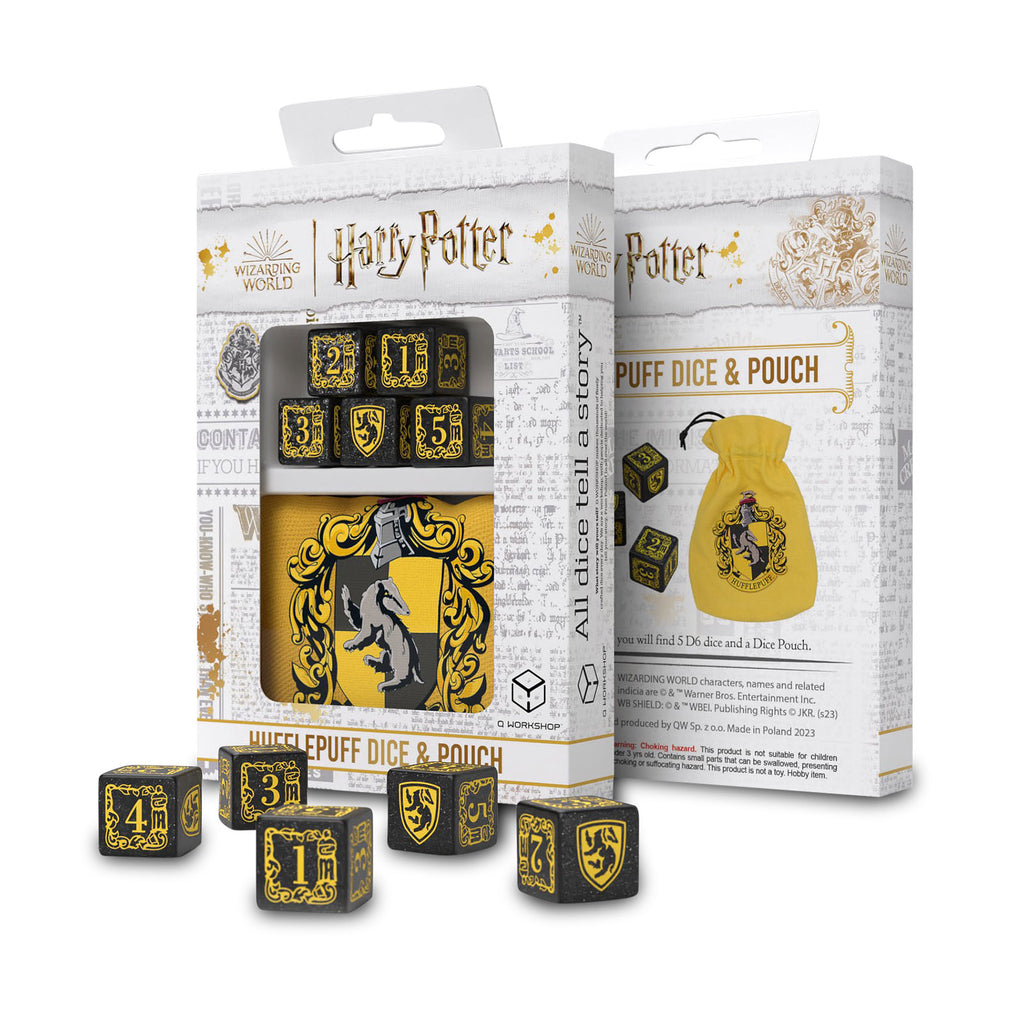 Zdjęcie produktu Harry Potter - Hufflepuff RPG Zestaw Kości 5 szt. z woreczkiem żółty