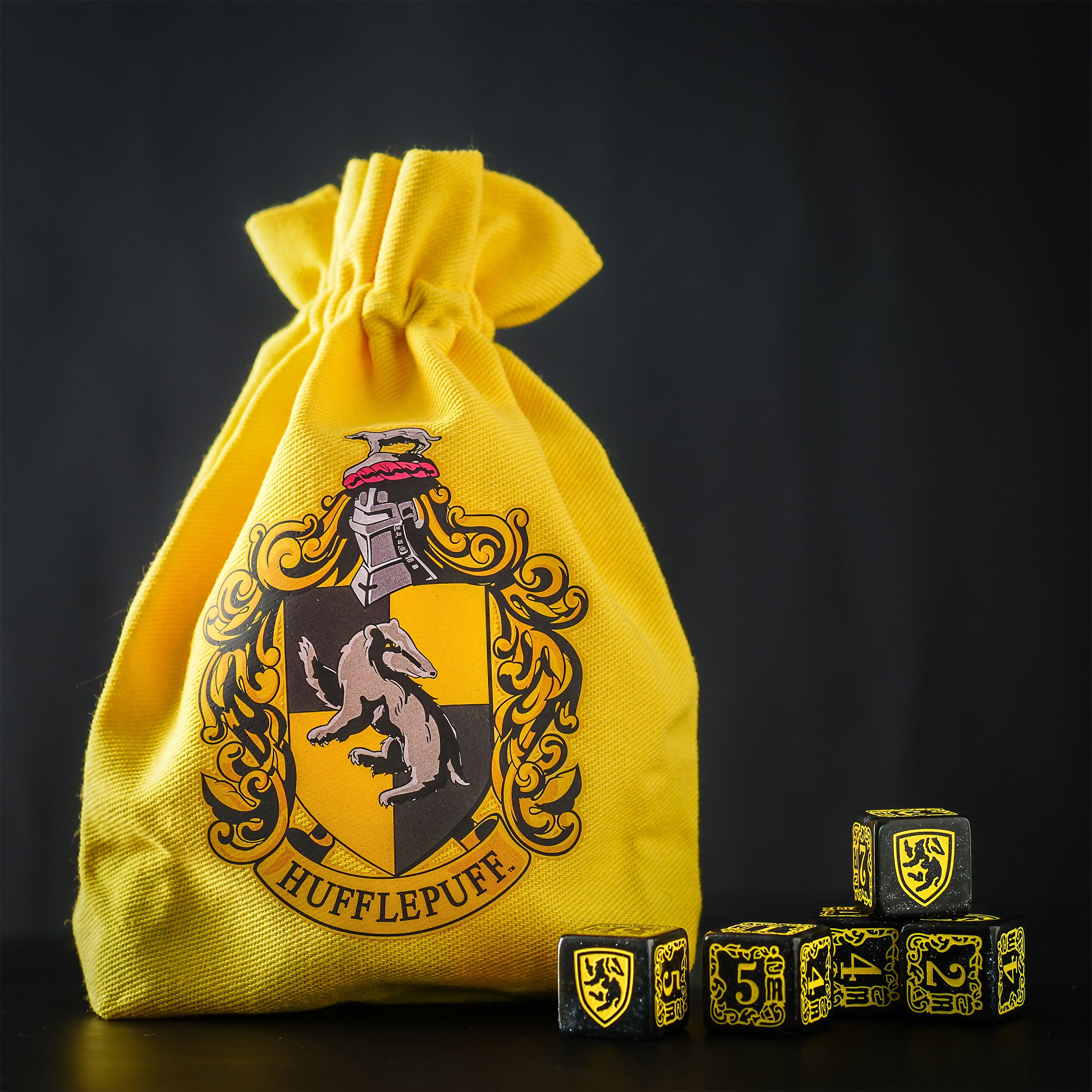 Zdjęcie produktu Harry Potter - Hufflepuff RPG Zestaw Kości 5 szt. z woreczkiem żółty