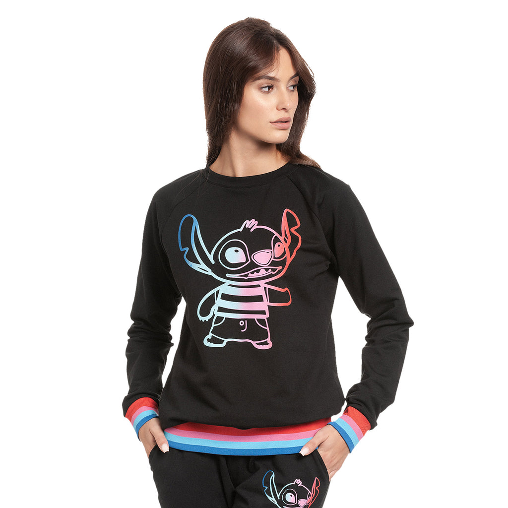 Zdjęcie produktu Lilo & Stitch - Tęczowy Stitch Sweter Damski czarny