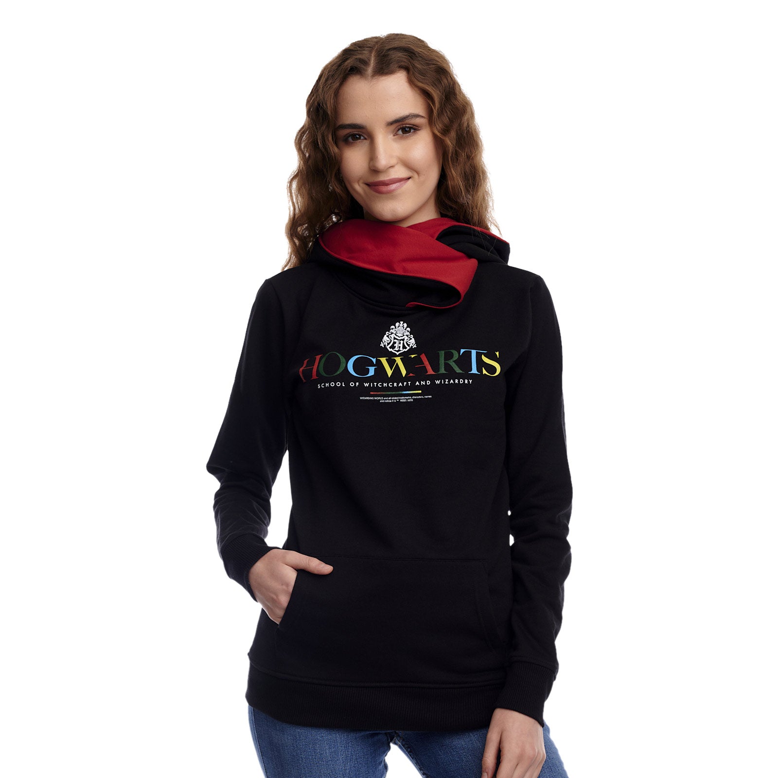 Zdjęcie produktu Hogwarts Bluza z kapturem z kołnierzem kominowym czarna - Harry Potter