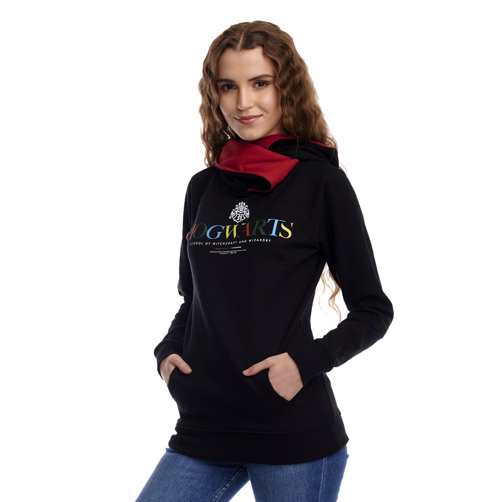 Zdjęcie produktu Hogwarts Bluza z kapturem z kołnierzem kominowym czarna - Harry Potter