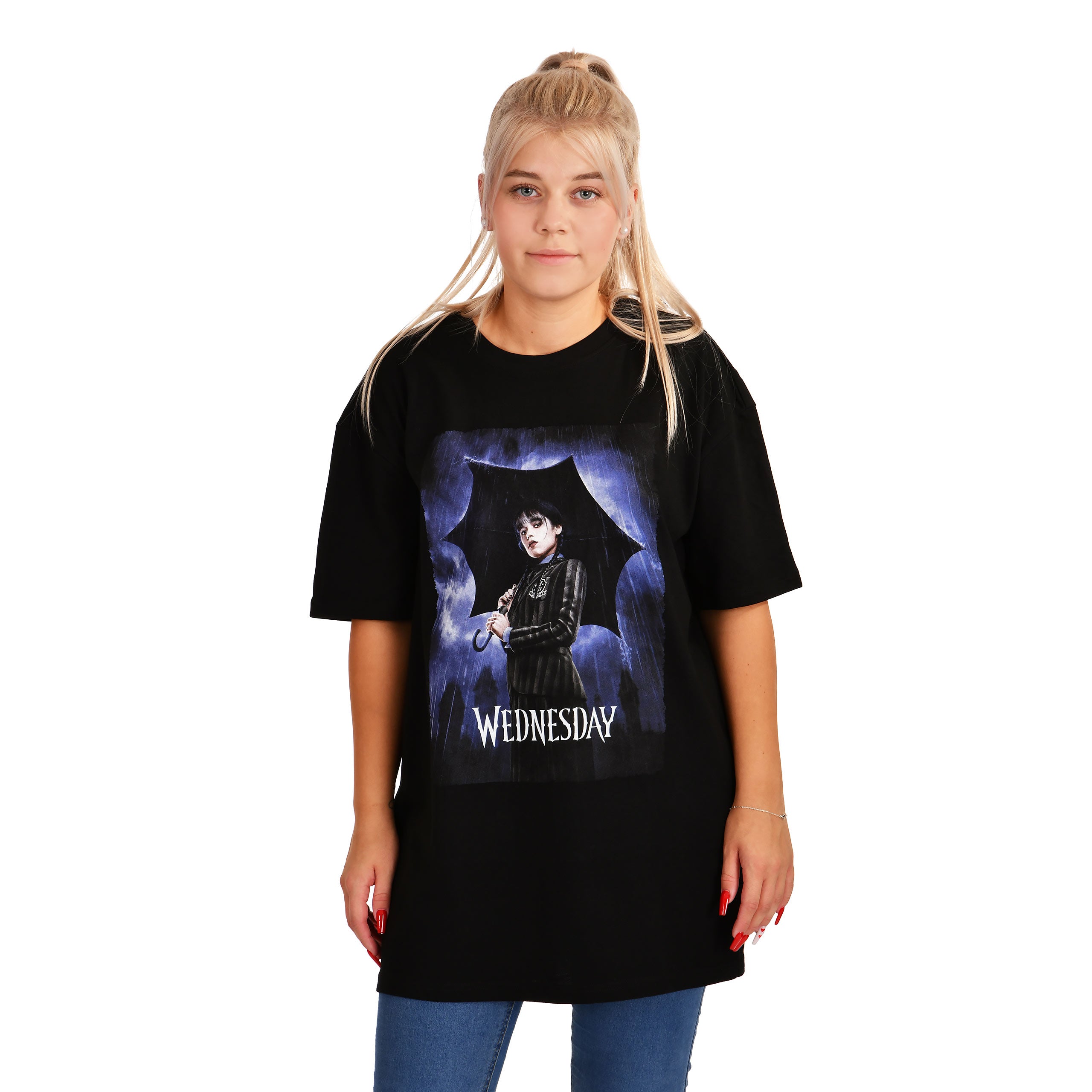 Zdjęcie produktu Wednesday - Plakat Teaser Oversize T-Shirt czarny