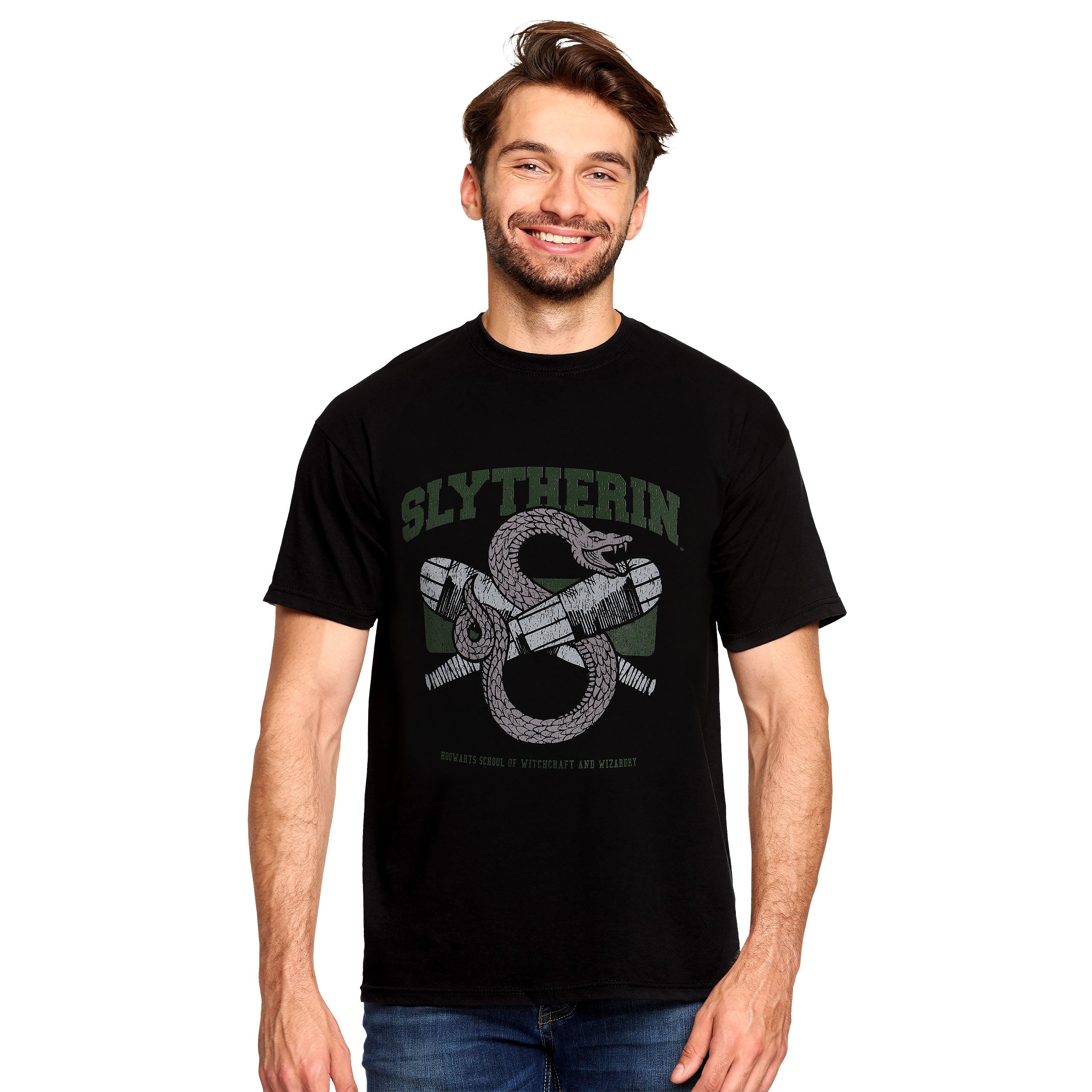 Zdjęcie produktu Slytherin Quidditch College T-Shirt czarne - Harry Potter