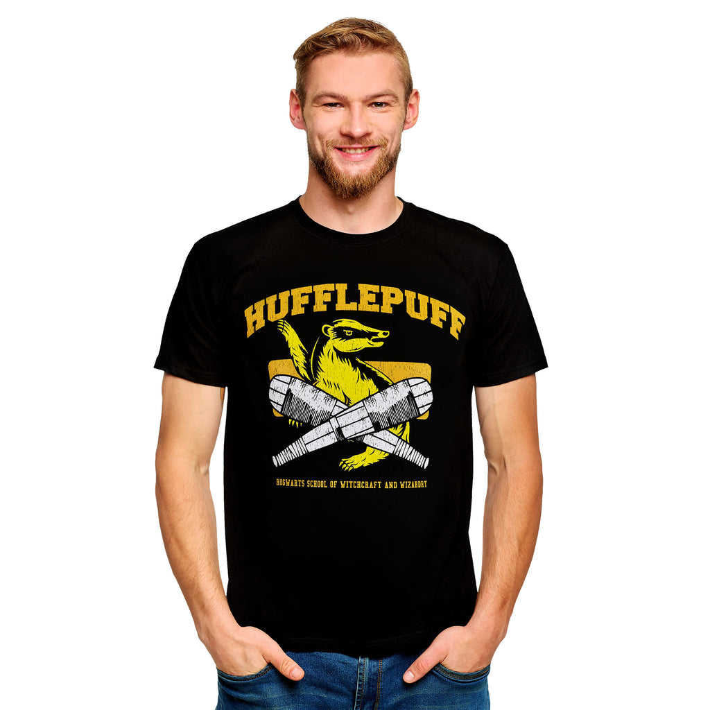 Zdjęcie produktu Hufflepuff Quidditch College T-Shirt czarne - Harry Potter