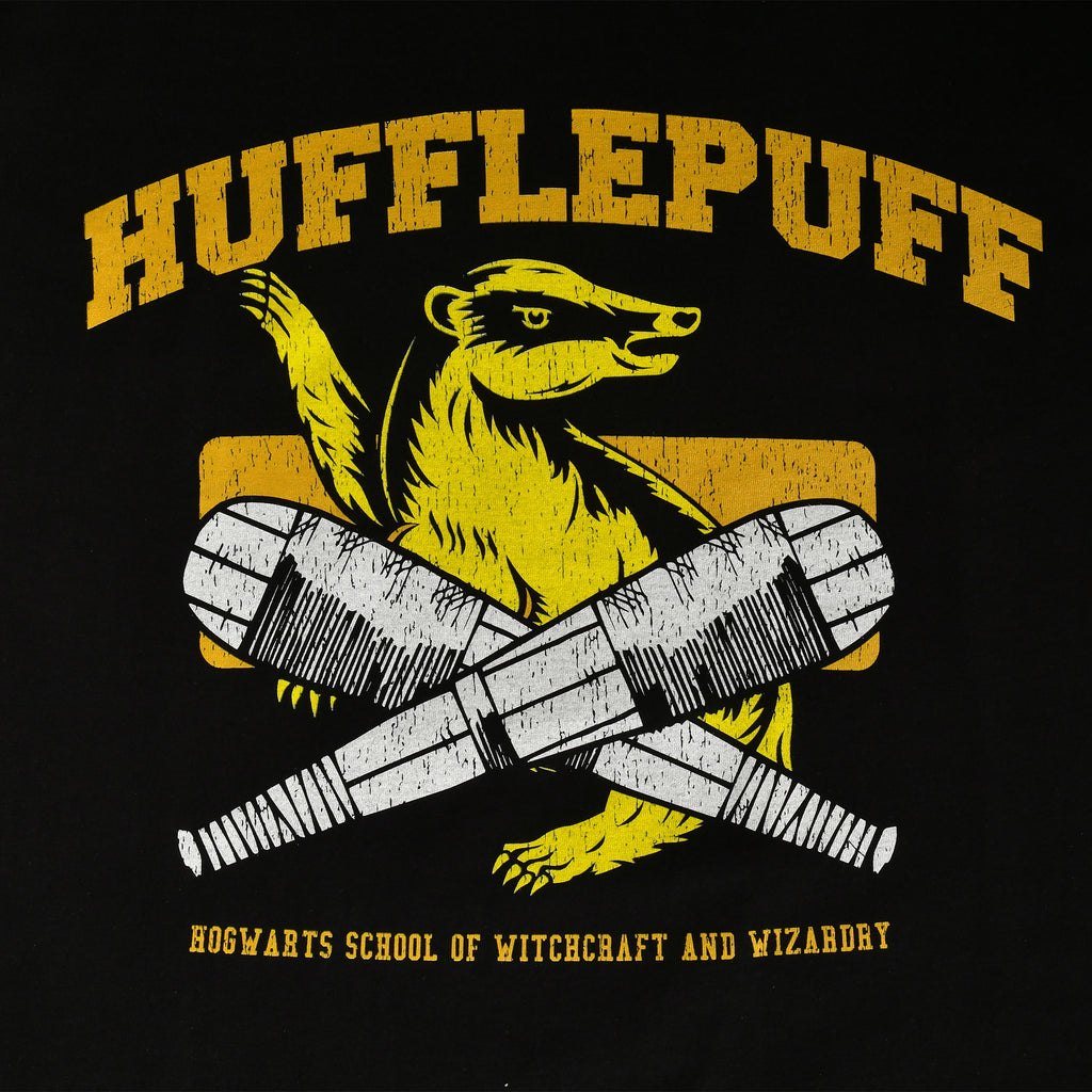 Zdjęcie produktu Hufflepuff Quidditch College T-Shirt czarne - Harry Potter