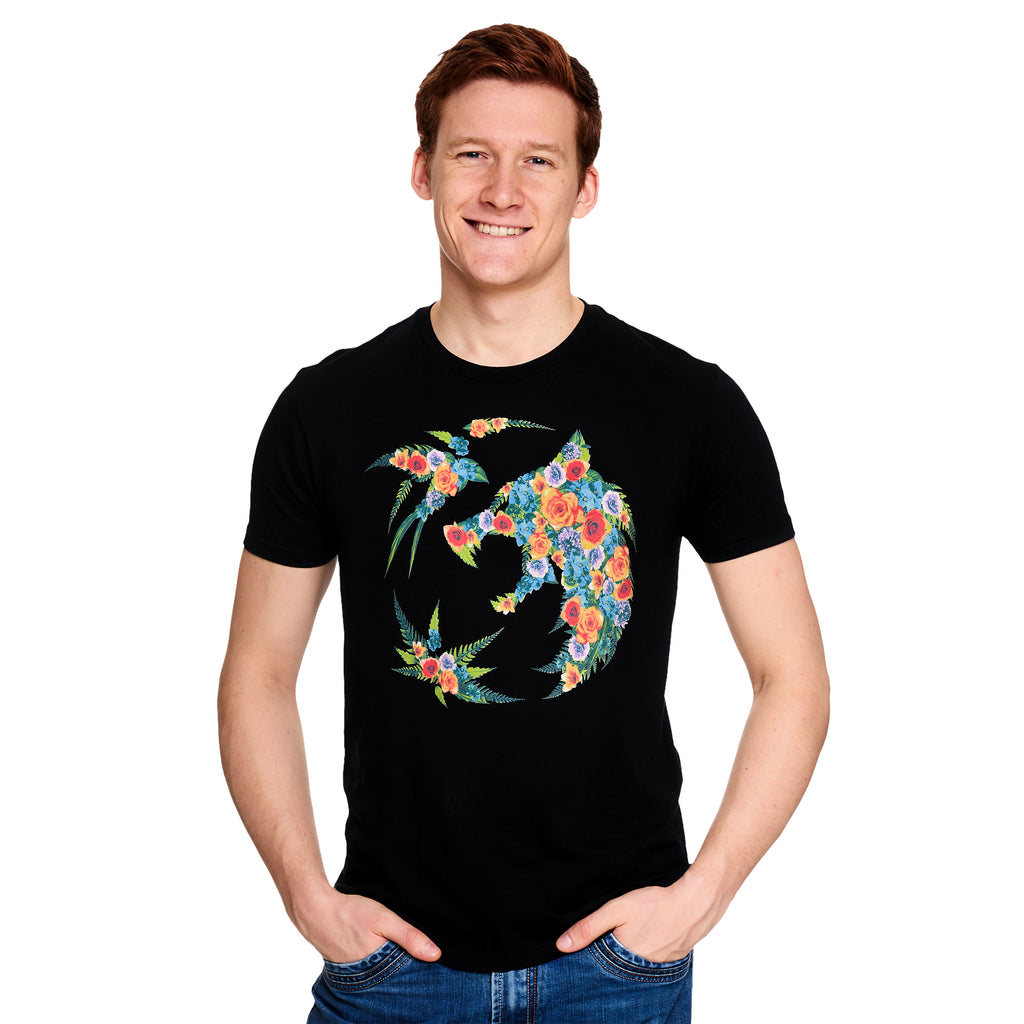 Zdjęcie produktu Wiedźmin - Koszulka Floral Wolf Medaillon czarna