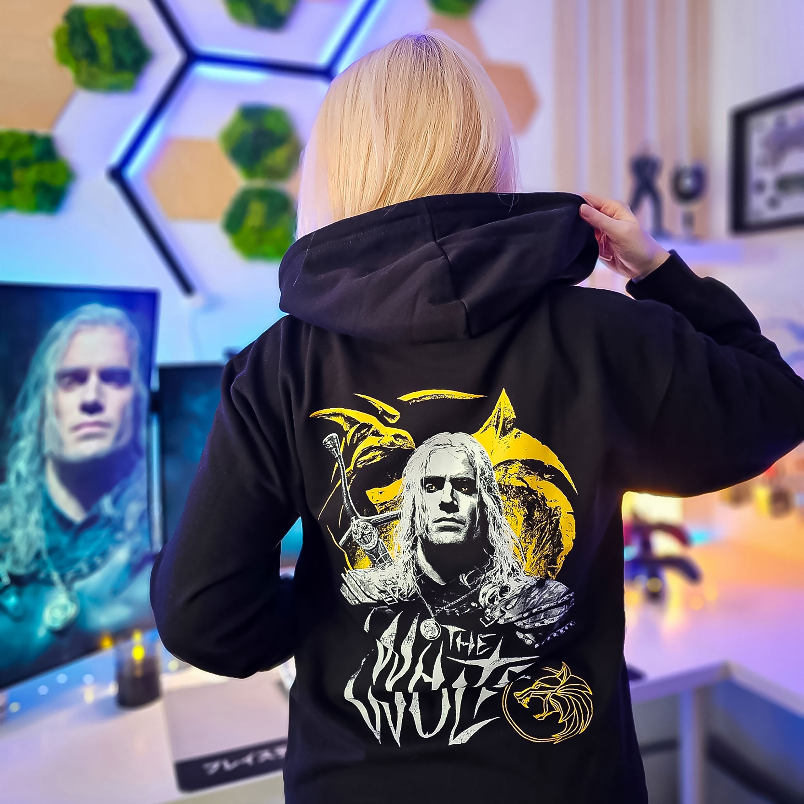 Zdjęcie produktu Wiedźmin - Geralt Biały Wilk Bluza z kapturem czarna