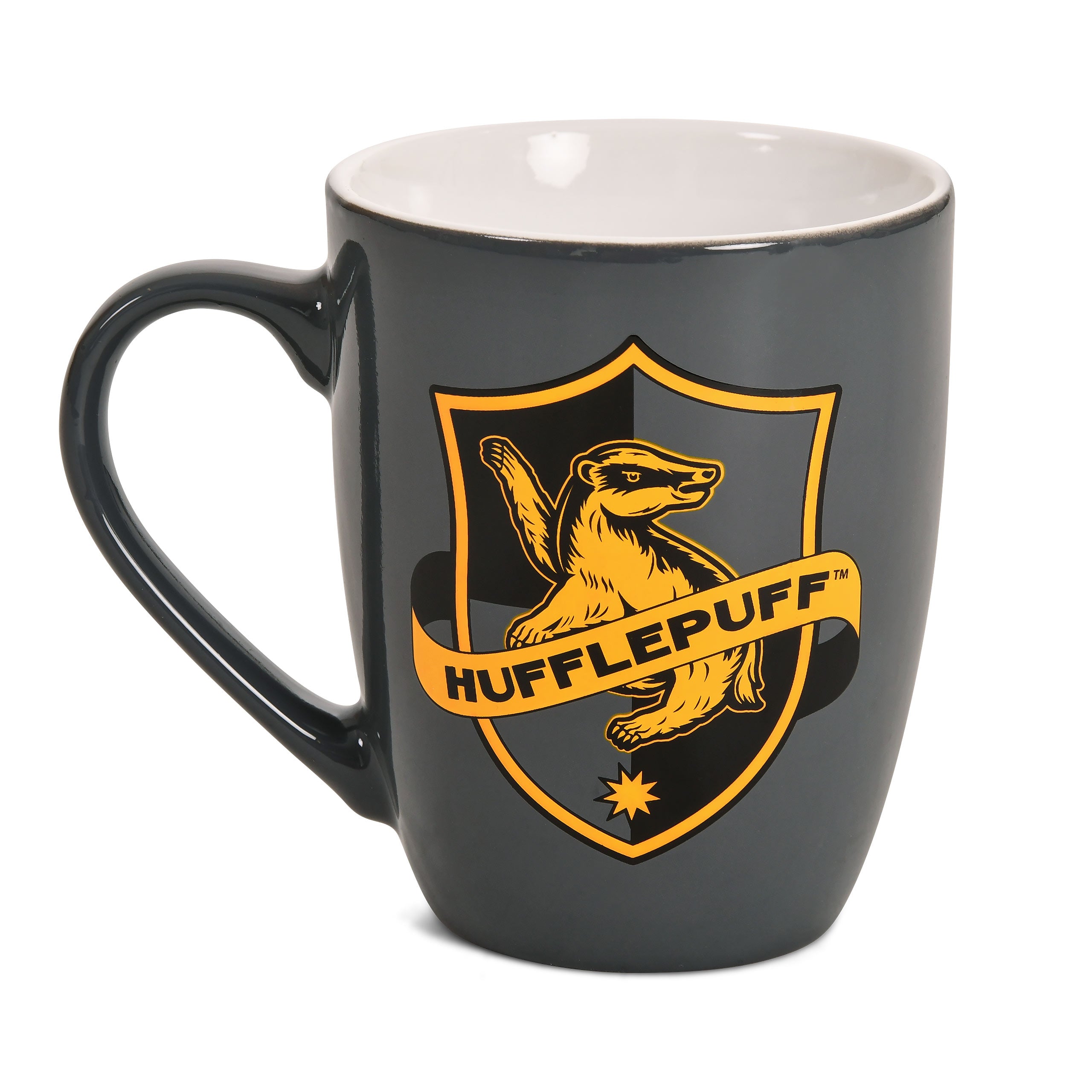 Zdjęcie produktu Kubek z logo Hufflepuff szary - Harry Potter