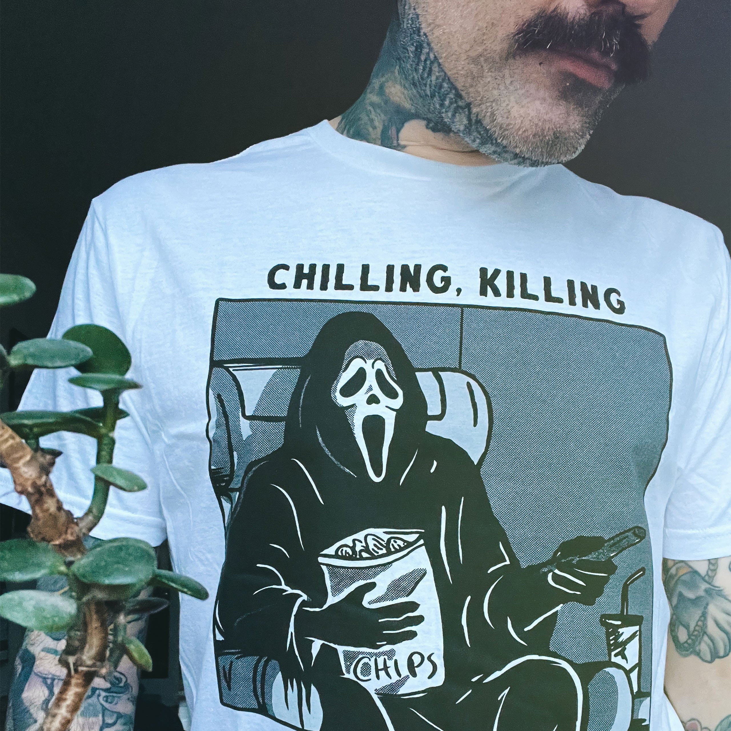 Zdjęcie produktu Ghost Face - Chilling, Killing T-Shirt biały