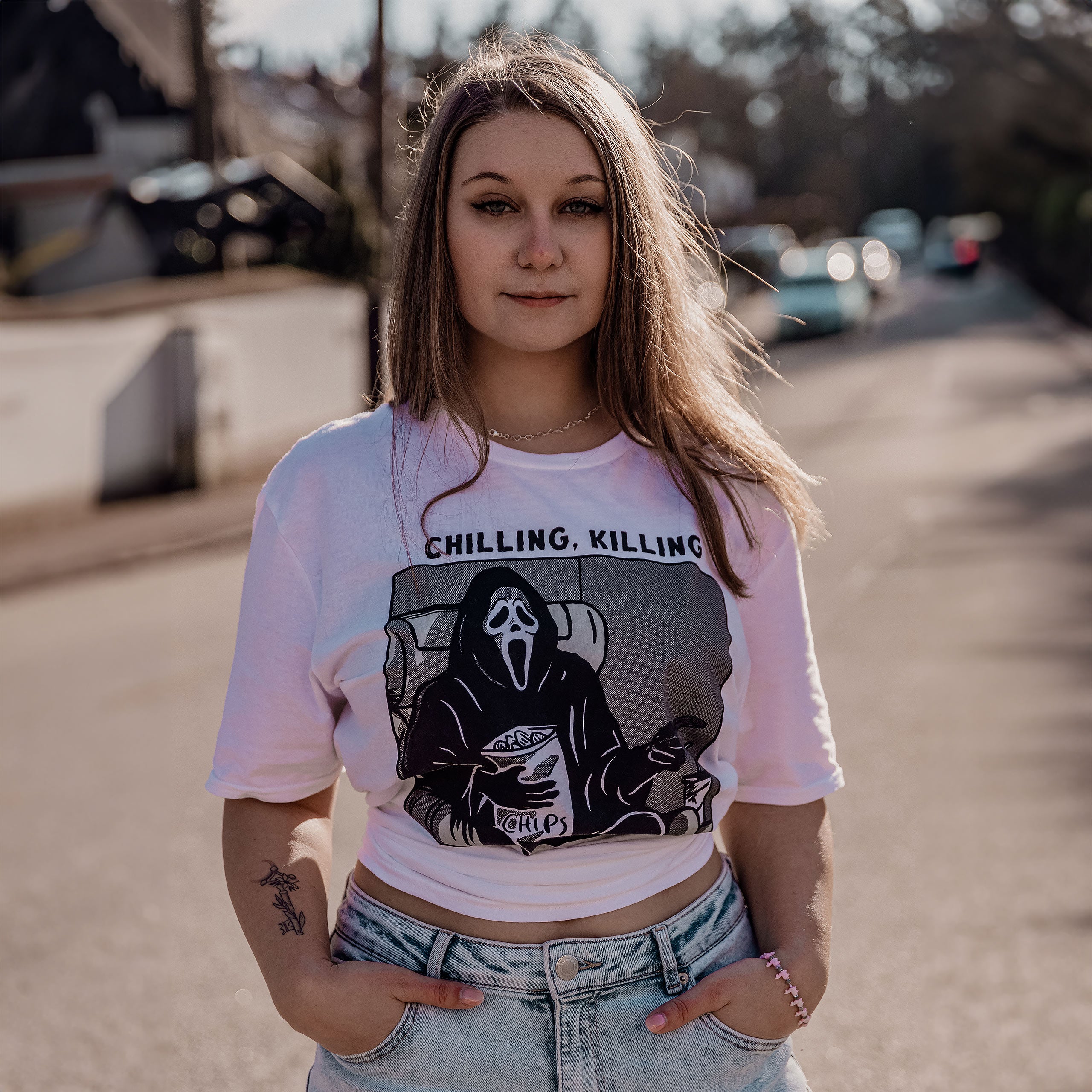 Zdjęcie produktu Ghost Face - Chilling, Killing T-Shirt biały