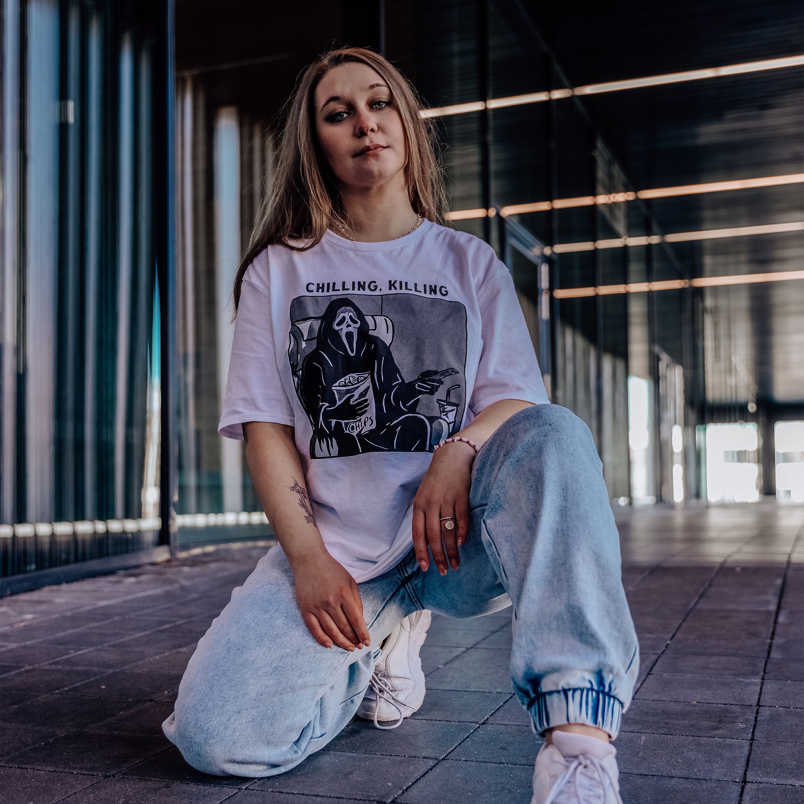Zdjęcie produktu Ghost Face - Chilling, Killing T-Shirt biały