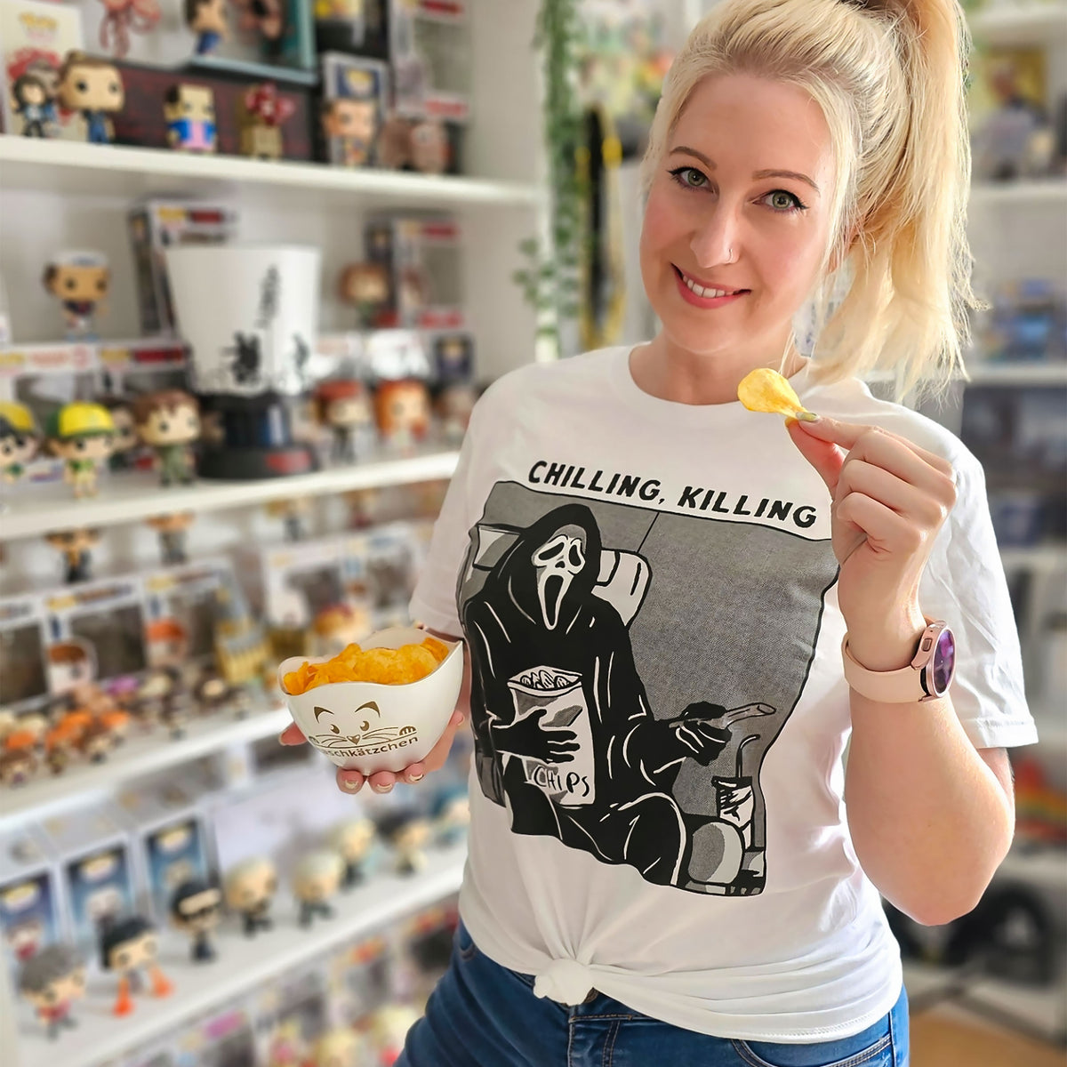 Zdjęcie produktu Ghost Face - Chilling, Killing T-Shirt biały