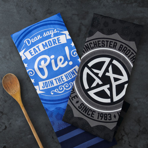 Zdjęcie produktu Zestaw ręczników kuchennych Pentagram i Ciasto - Supernatural