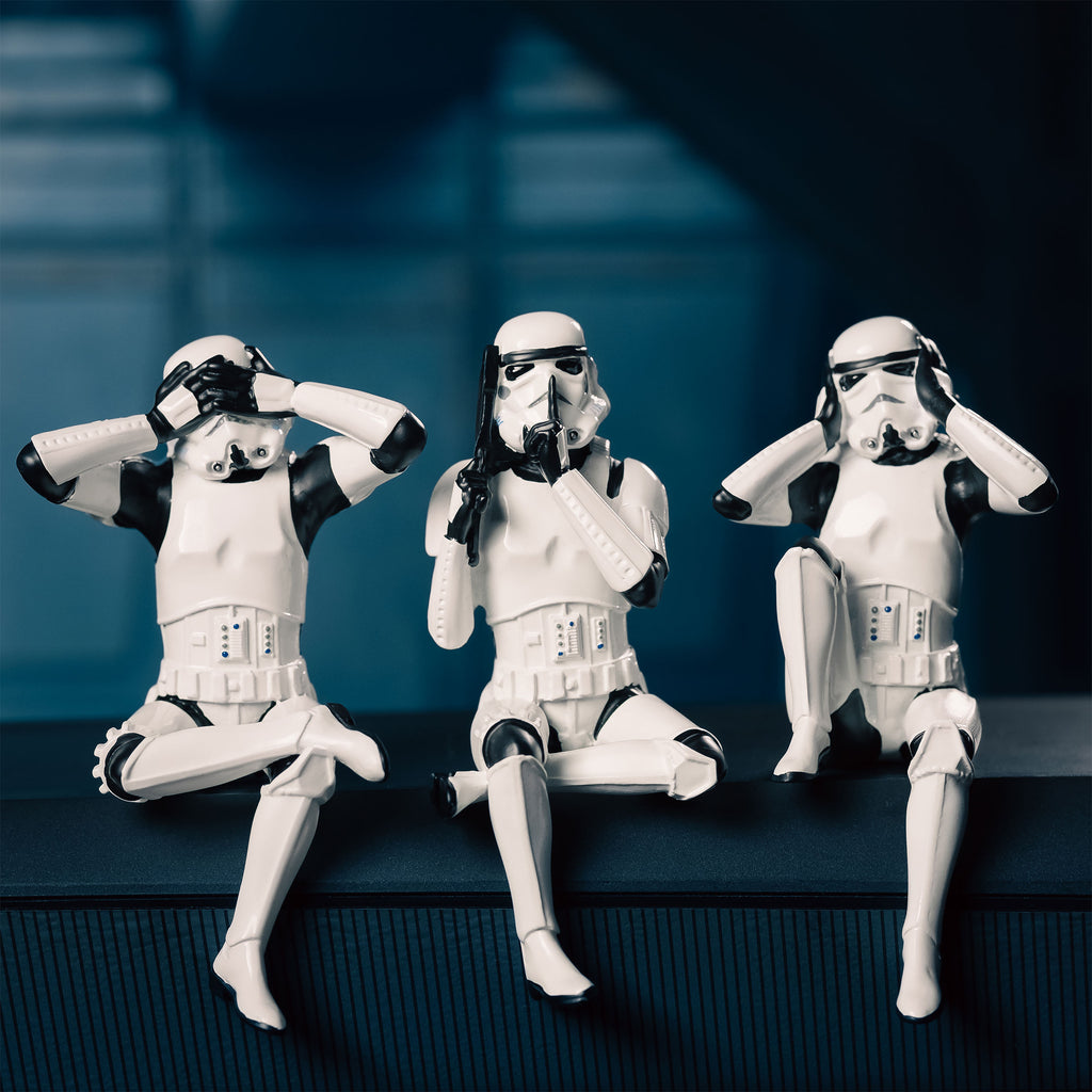 Zdjęcie produktu Oryginalny zestaw figurek Stormtrooper Nie Widzę, Nie Słyszę, Nie Mówię siedzący
