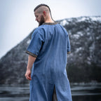 Zdjęcie produktu Średniowieczna tunika z krótkim rękawem i bordiurą niebieska