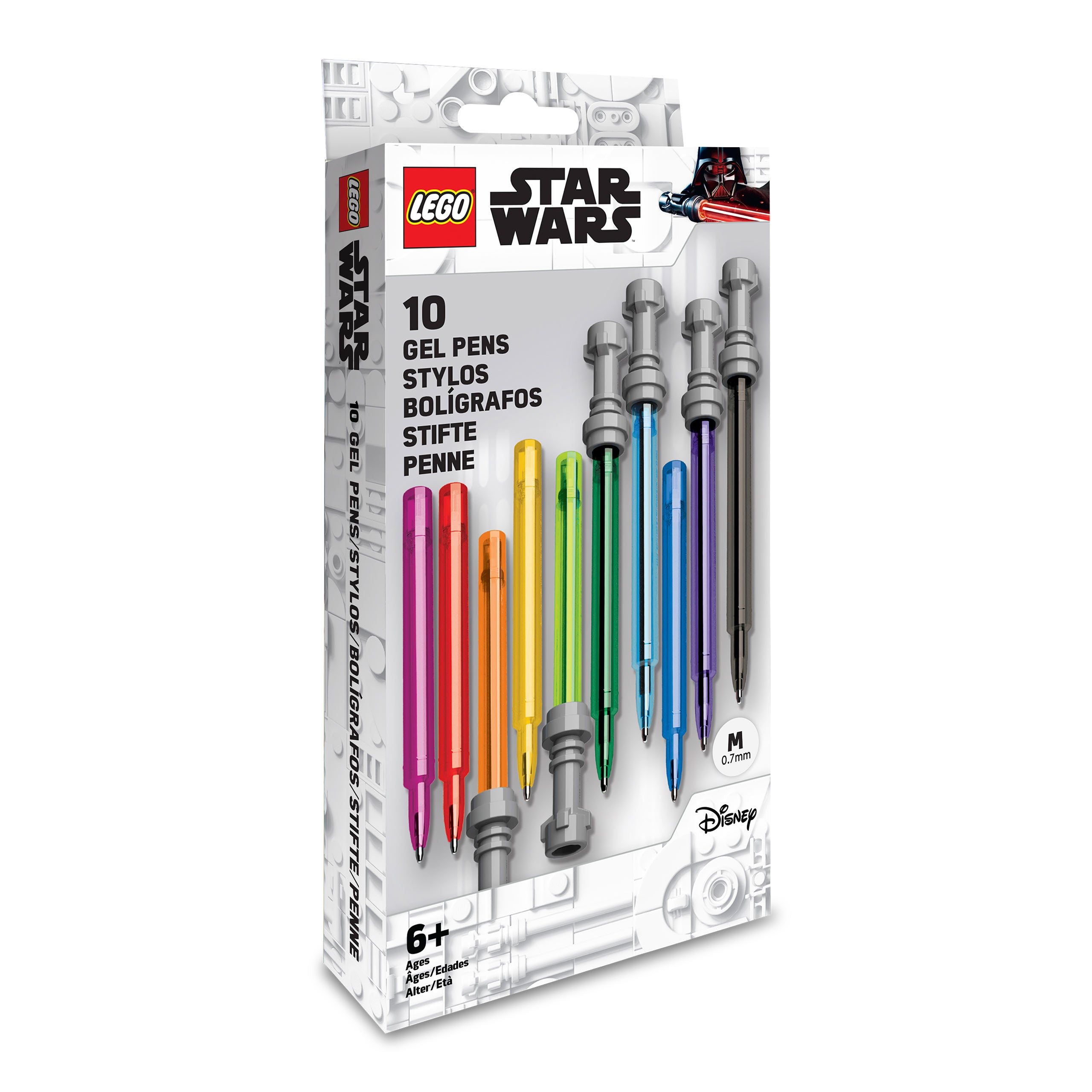 Zdjęcie produktu Star Wars - LEGO długopisy żelowe w kształcie mieczy świetlnych, zestaw 10 sztuk