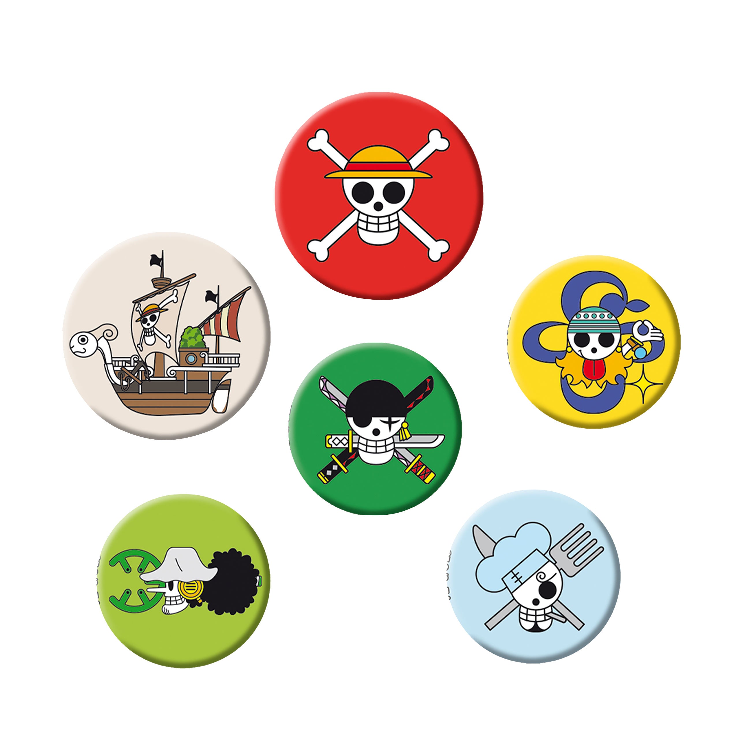 Zdjęcie produktu One Piece - Zestaw 6 przypinek z czaszkami