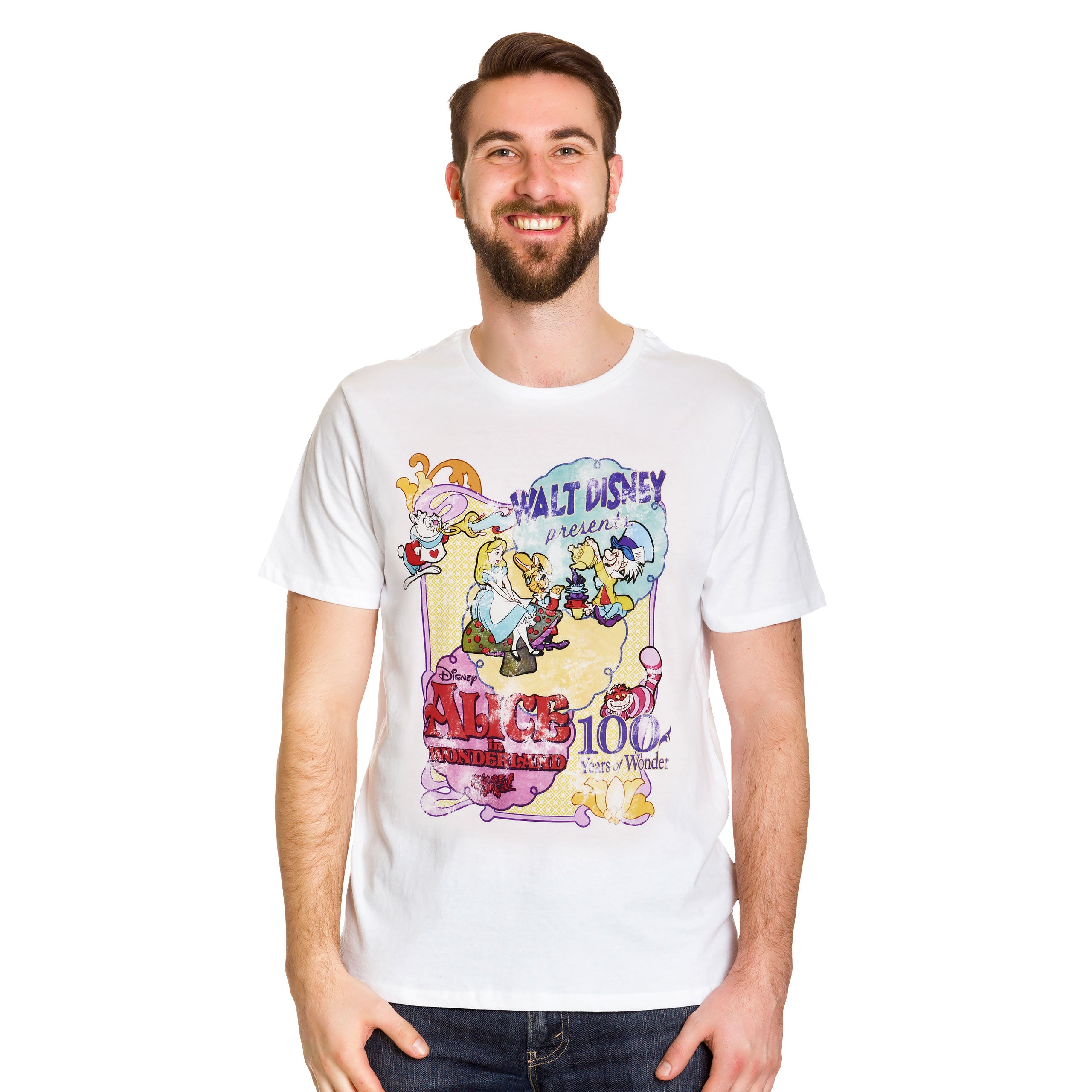 Zdjęcie produktu Alicja w Krainie Czarów - Vintage Poster T-Shirt biały