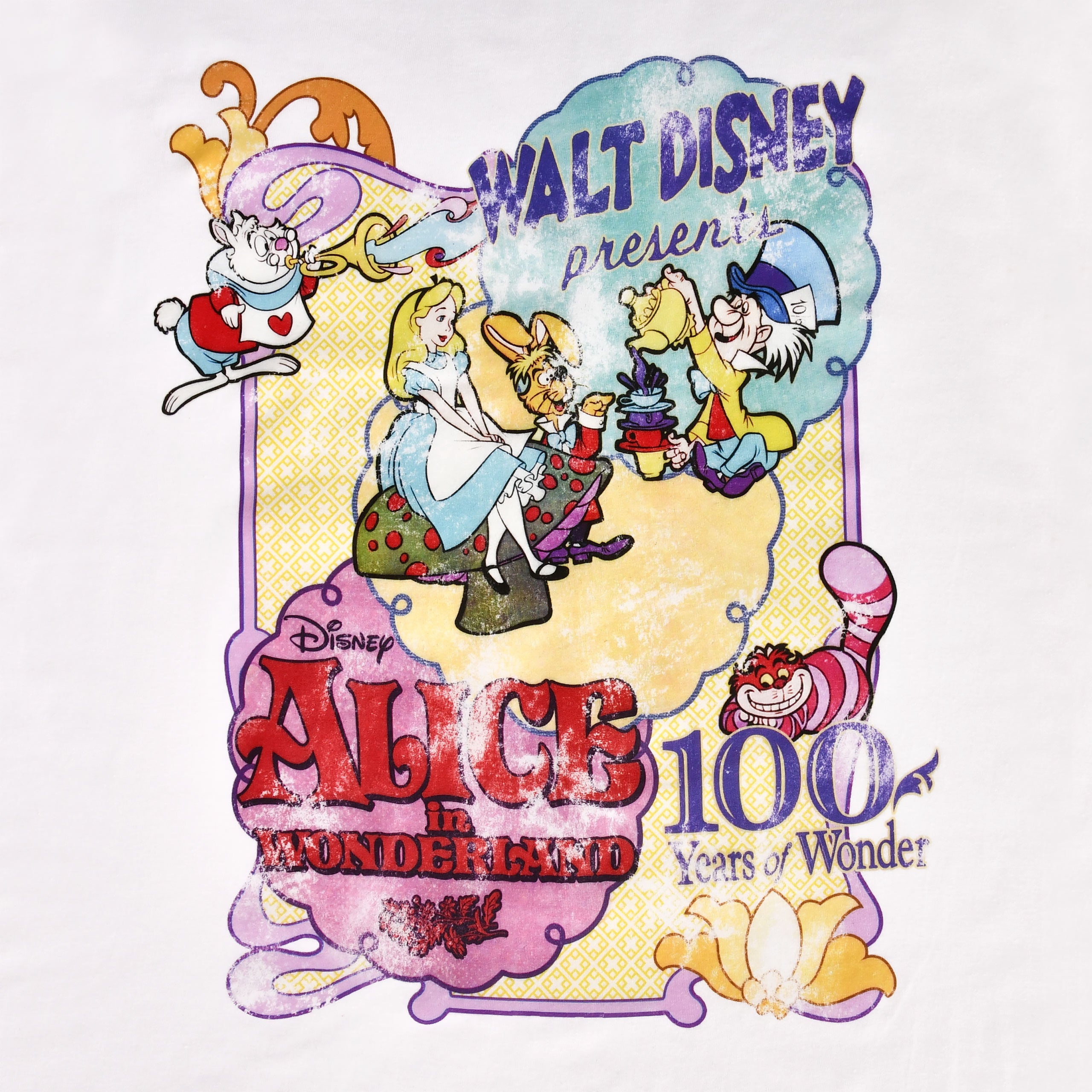 Zdjęcie produktu Alicja w Krainie Czarów - Vintage Poster T-Shirt biały