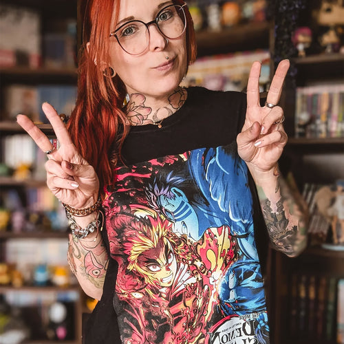 Zdjęcie produktu Demon Slayer - Akaza vs. Rengoku Koszulka czarna