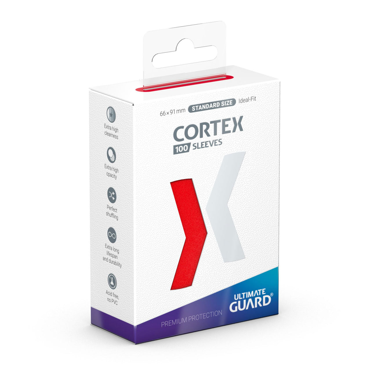 Zdjęcie produktu Koszulki na karty Cortex czerwone 100 szt. Ultimate Guard – standard TCG