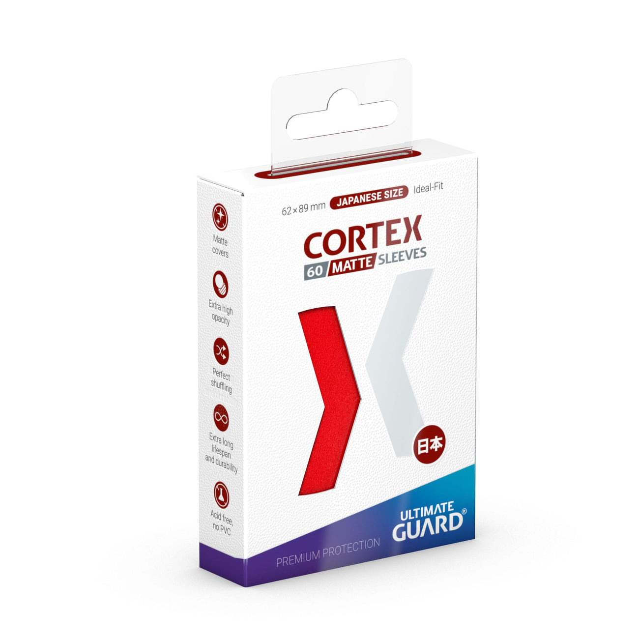Zdjęcie produktu Koszulki na karty Cortex matowa czerwień 60 szt. Ultimate Guard do TCG, rozmiar japoński