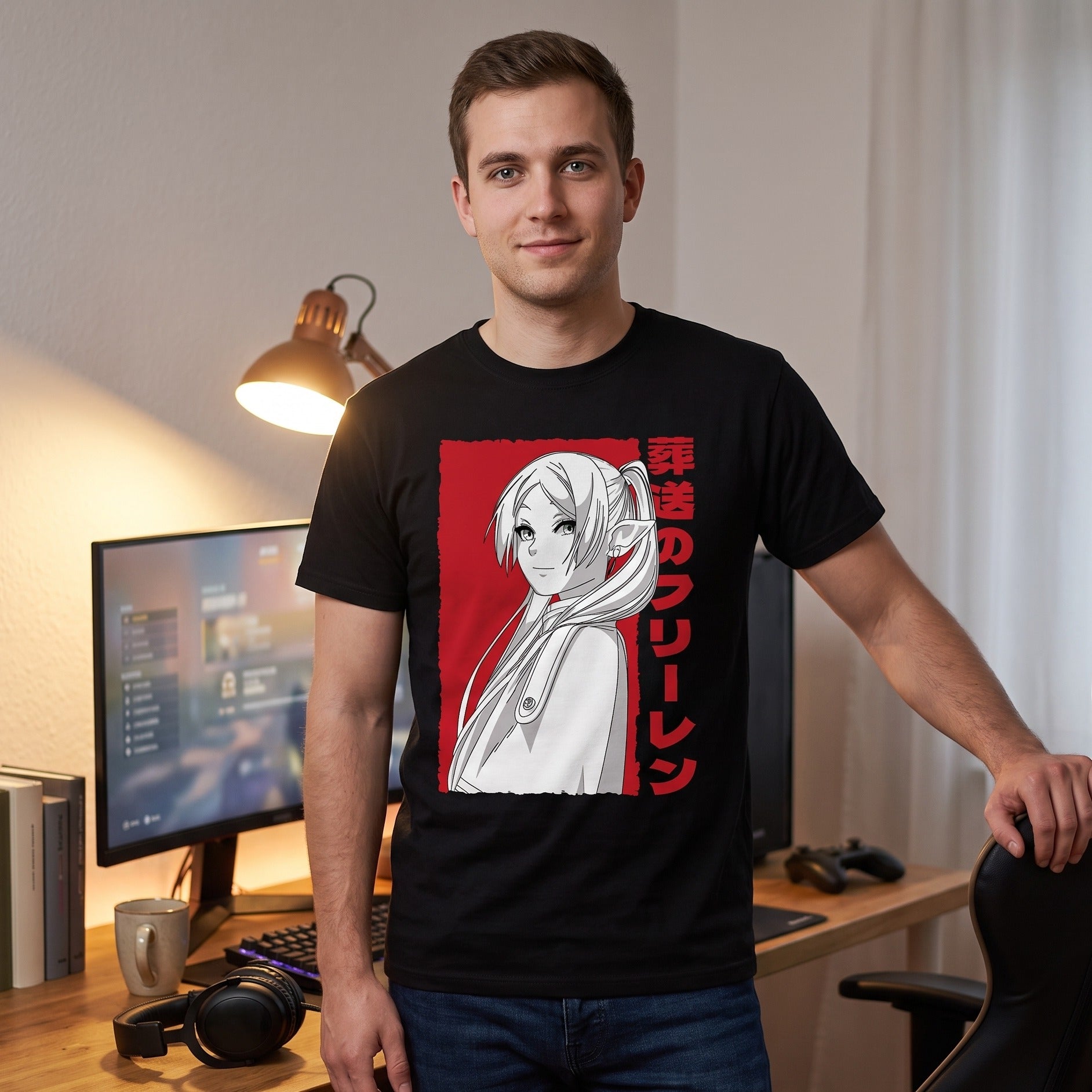 Zdjęcie produktu Koszulka Elfia Magini dla fanów Frieren czarna