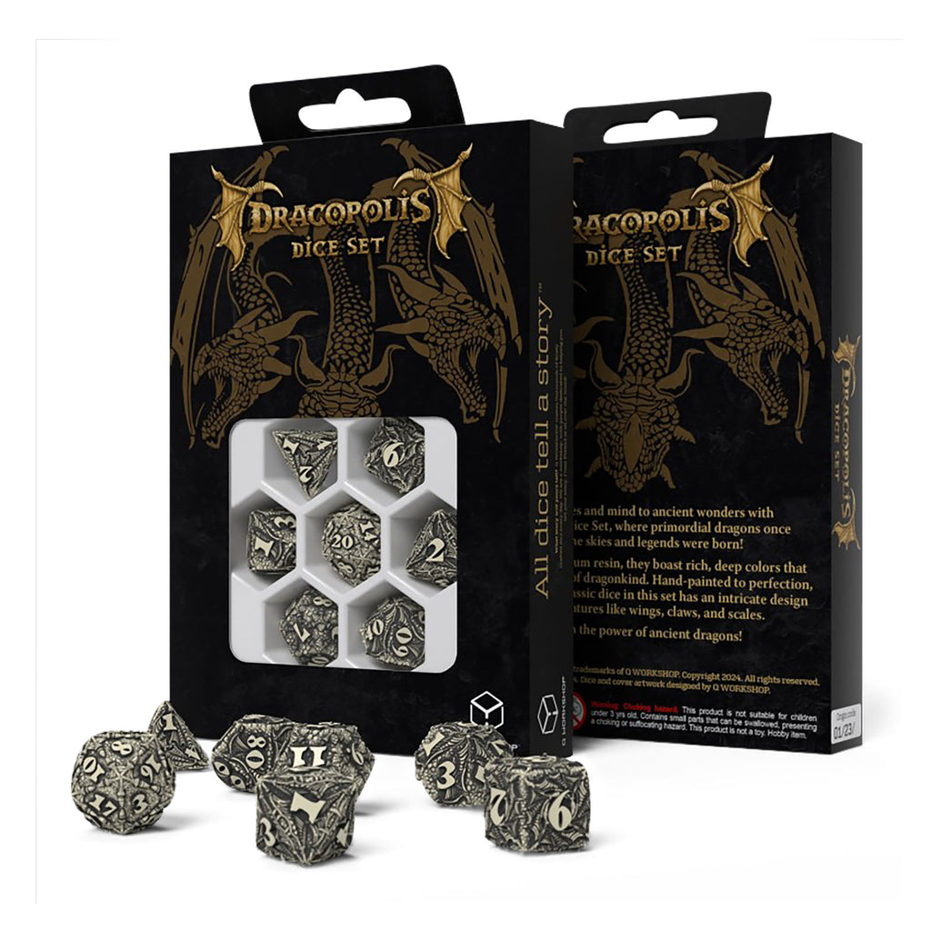 Zdjęcie produktu Dracopolis - Czarny Kieł Skandynawski Zestaw Kości 7-częściowy