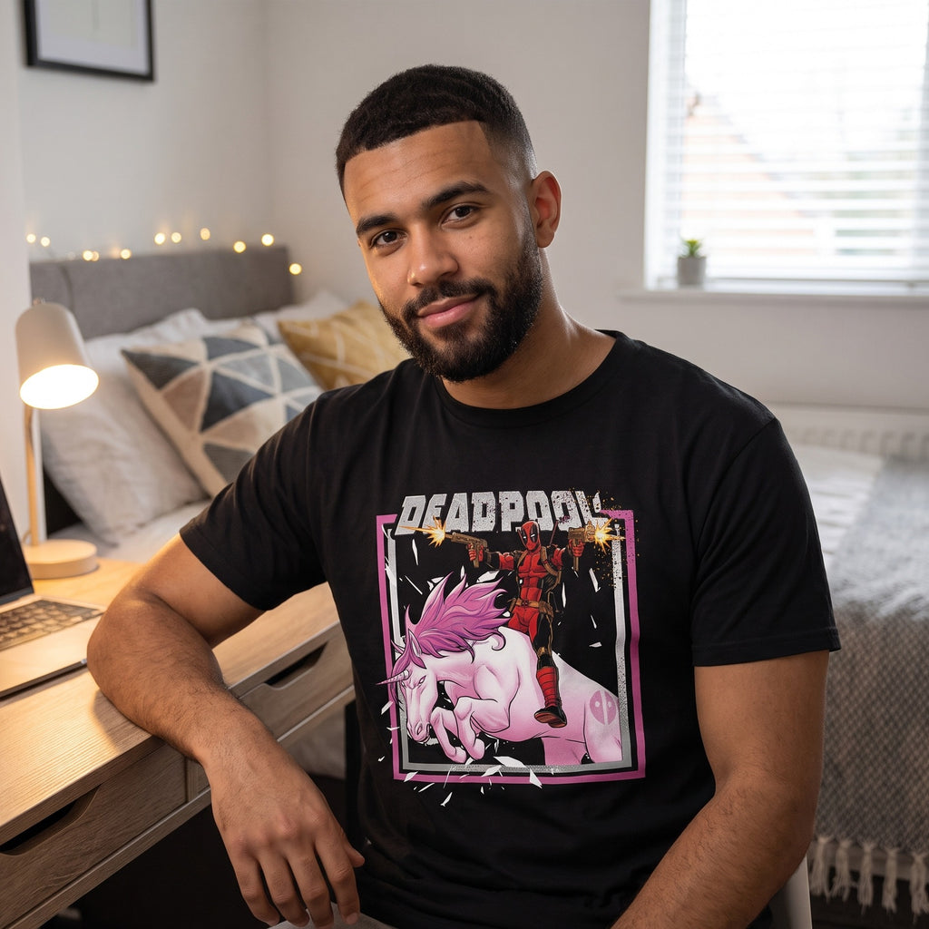 Zdjęcie produktu Deadpool - Koszulka Pink Unicorn Ride czarna