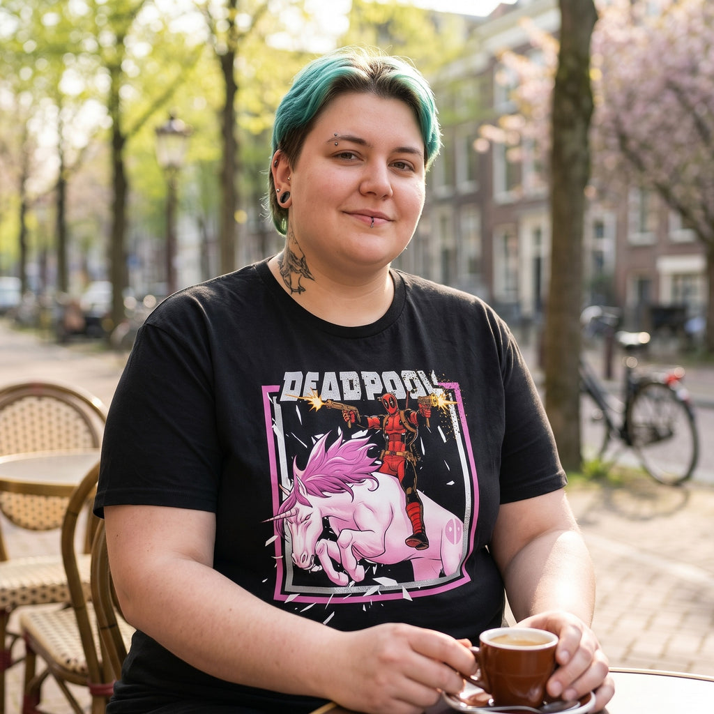 Zdjęcie produktu Deadpool - Koszulka Pink Unicorn Ride czarna