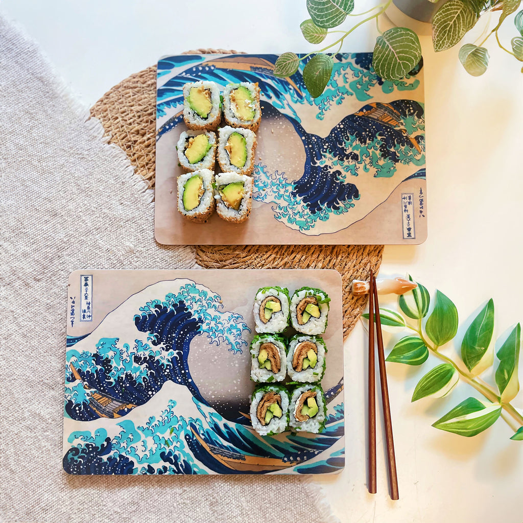 Zdjęcie produktu Wielka fala w Kanagawie - Katsushika Hokusai zestaw 4 desek śniadaniowych