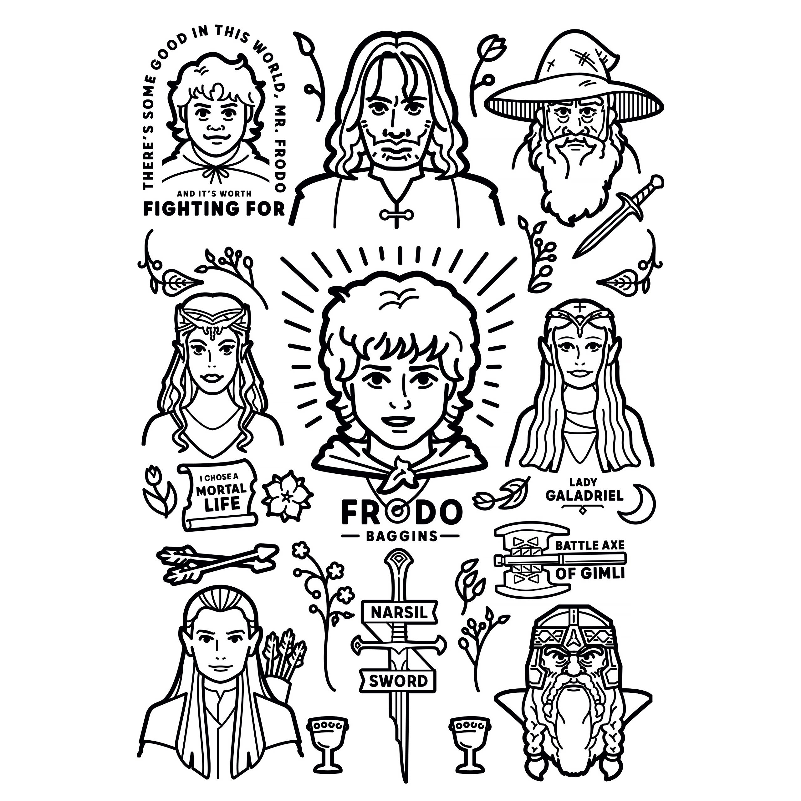 Product image The Lord of the Rings - The Fellowship Pencil Box 12-Piece Set with 2 Coloring Pages