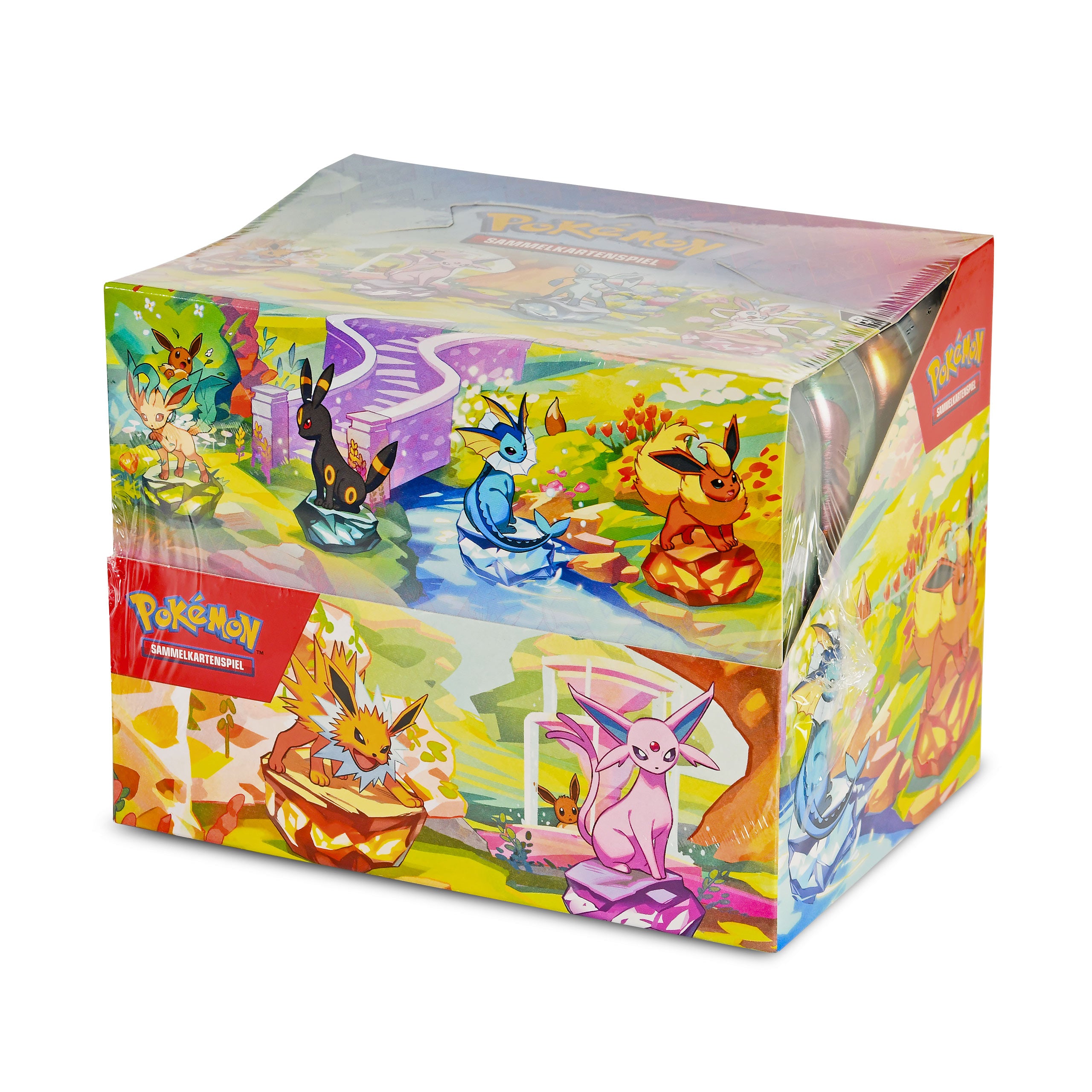Zdjęcie produktu Pokemon - Szkarłatna i Purpurowa Prismaticzne Ewolucje Zestaw Kart Kolekcjonerskich Tin Box 8er Display